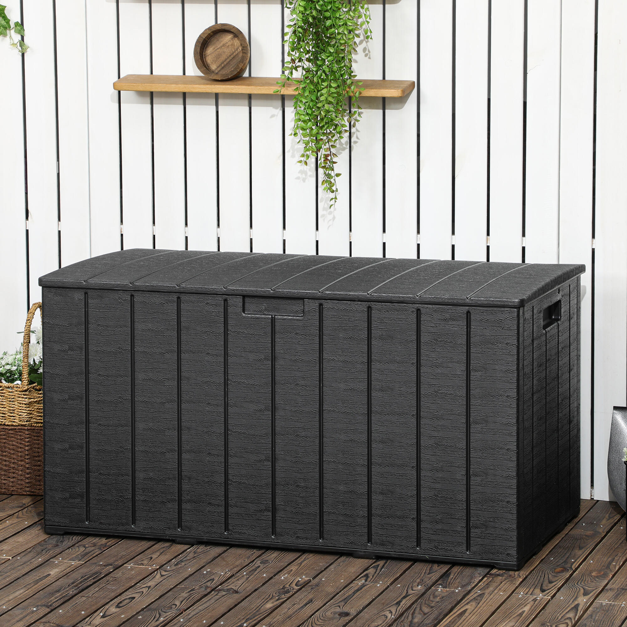 Baúl de almacenamiento exterior 366L Outsunny 122,4x62x64,5 cm negro 2/7