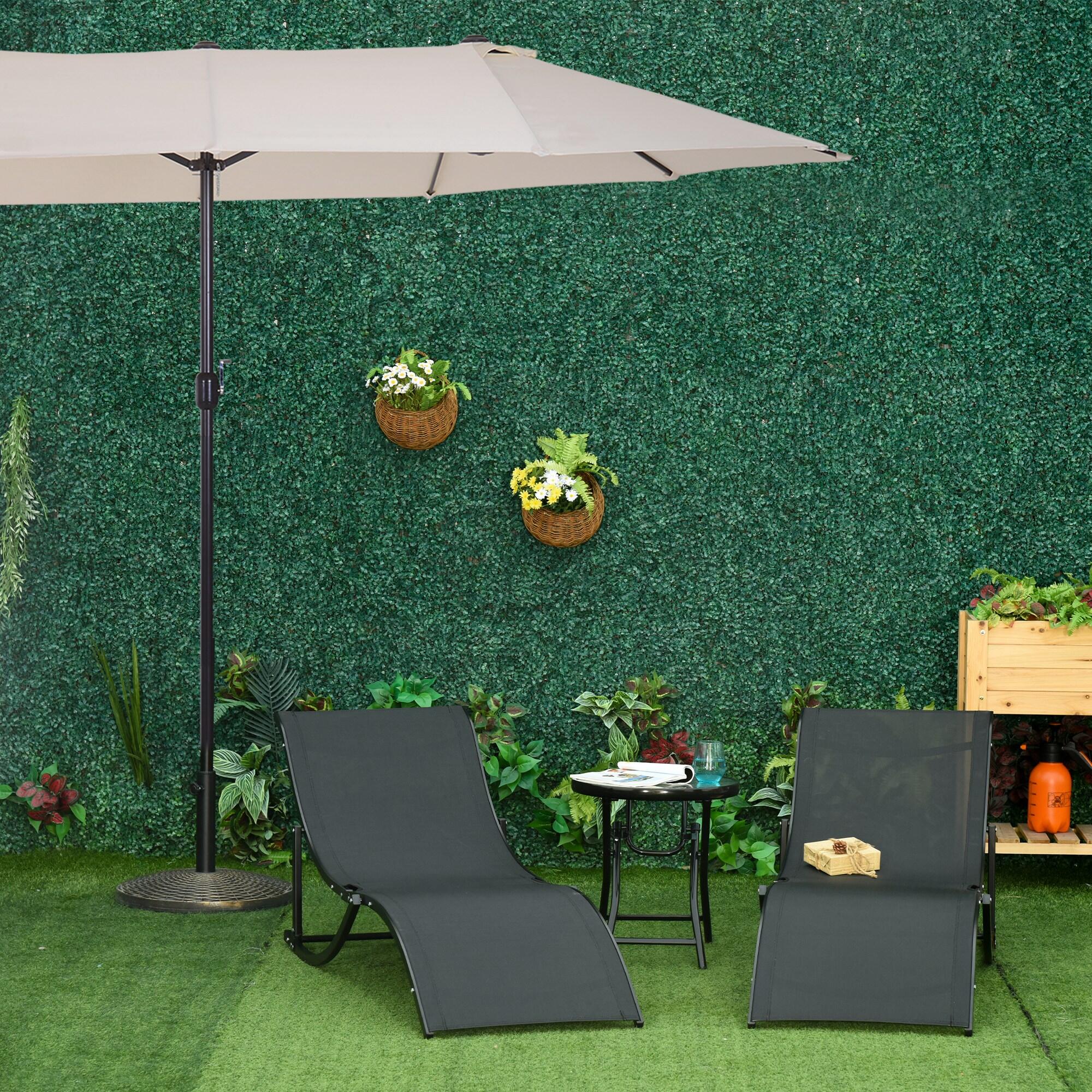 Sombrilla y Tumbonas Outsunny 165x61x63 cm Beige y Negro 2/7