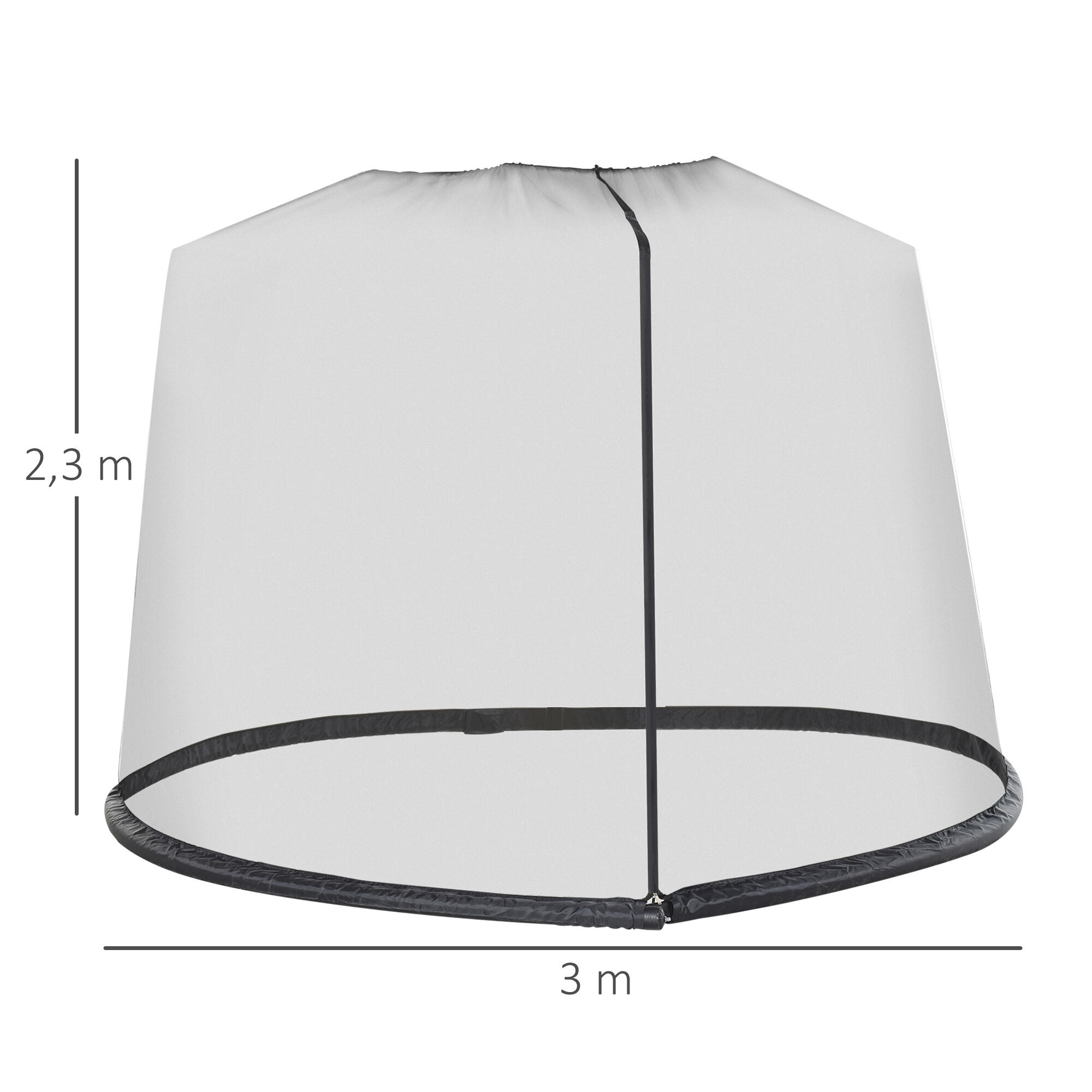 Mosquitera para Sombrilla Outsunny 300x300x230 cm Negro 3/7