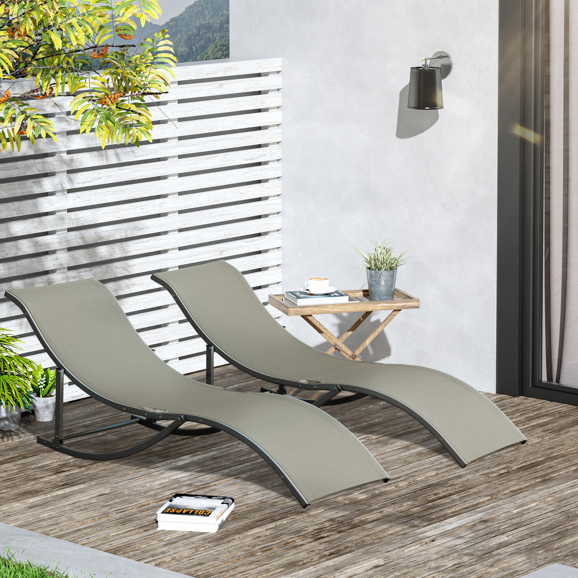 Conjunto de Tumbonas Outsunny 165x61x63 cm Gris 2/7