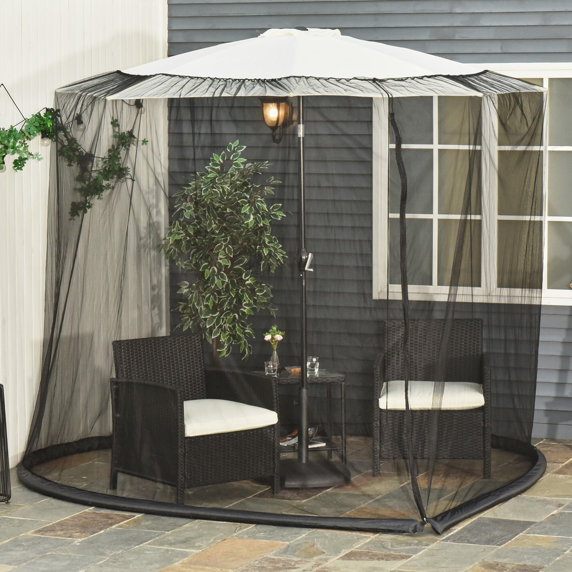 Mosquitera para Sombrilla Outsunny 300x300x230 cm Negro 2/7