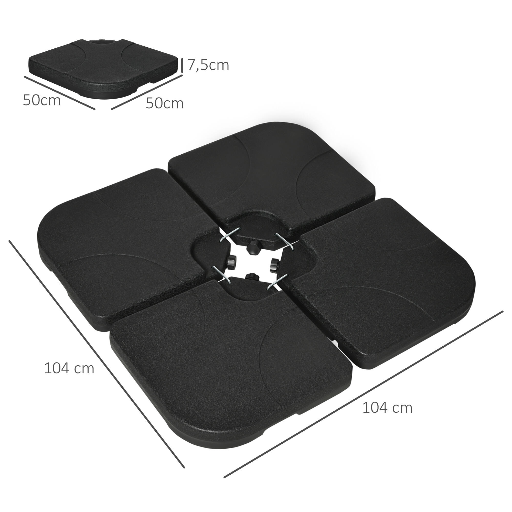 Pesos para base de chapéu 104x104x7,5 cm preto Outsunny 3/7
