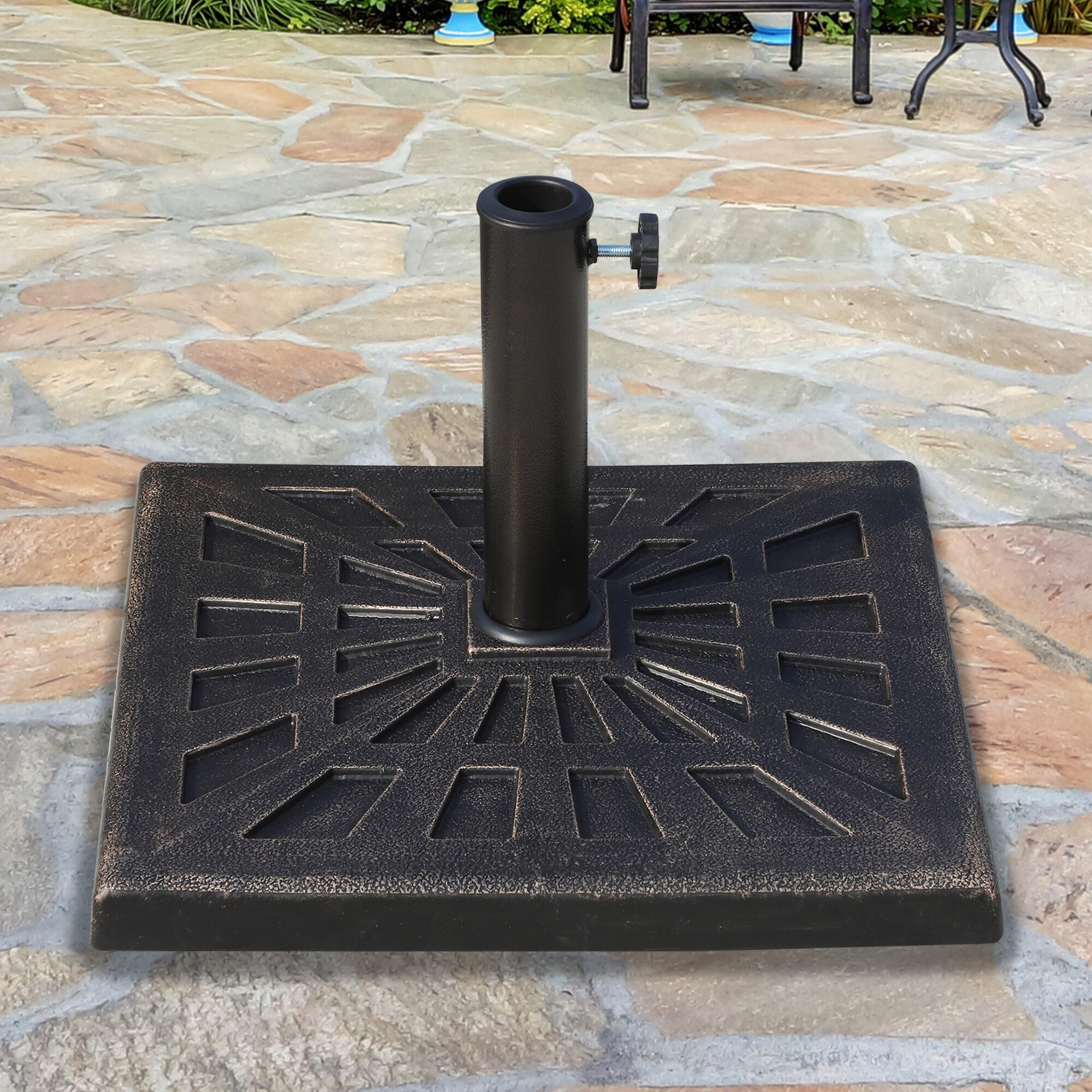 Base chapéu de sol 47x47x32 cm preto e bronze Outsunny 2/7
