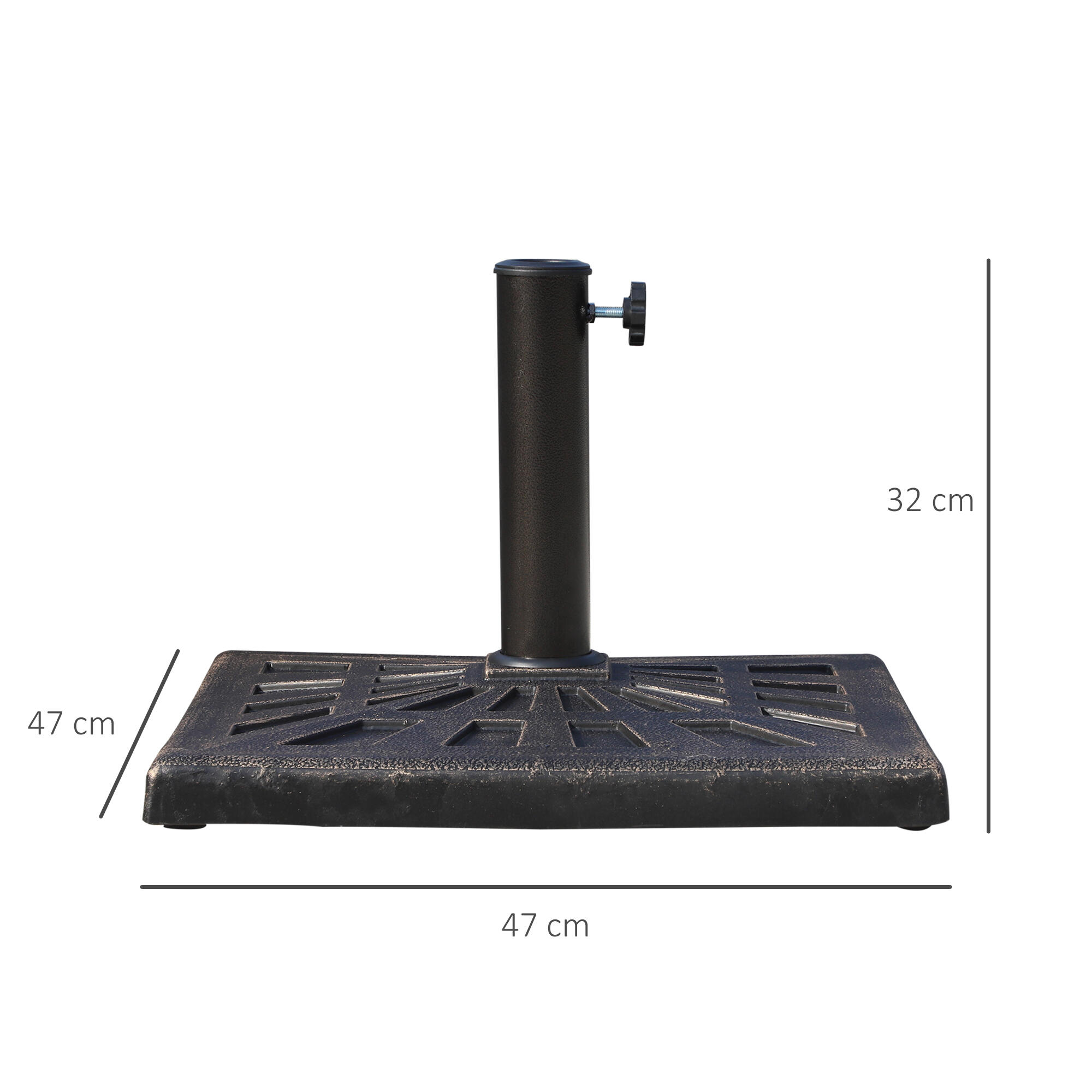 Base chapéu de sol 47x47x32 cm preto e bronze Outsunny 3/7