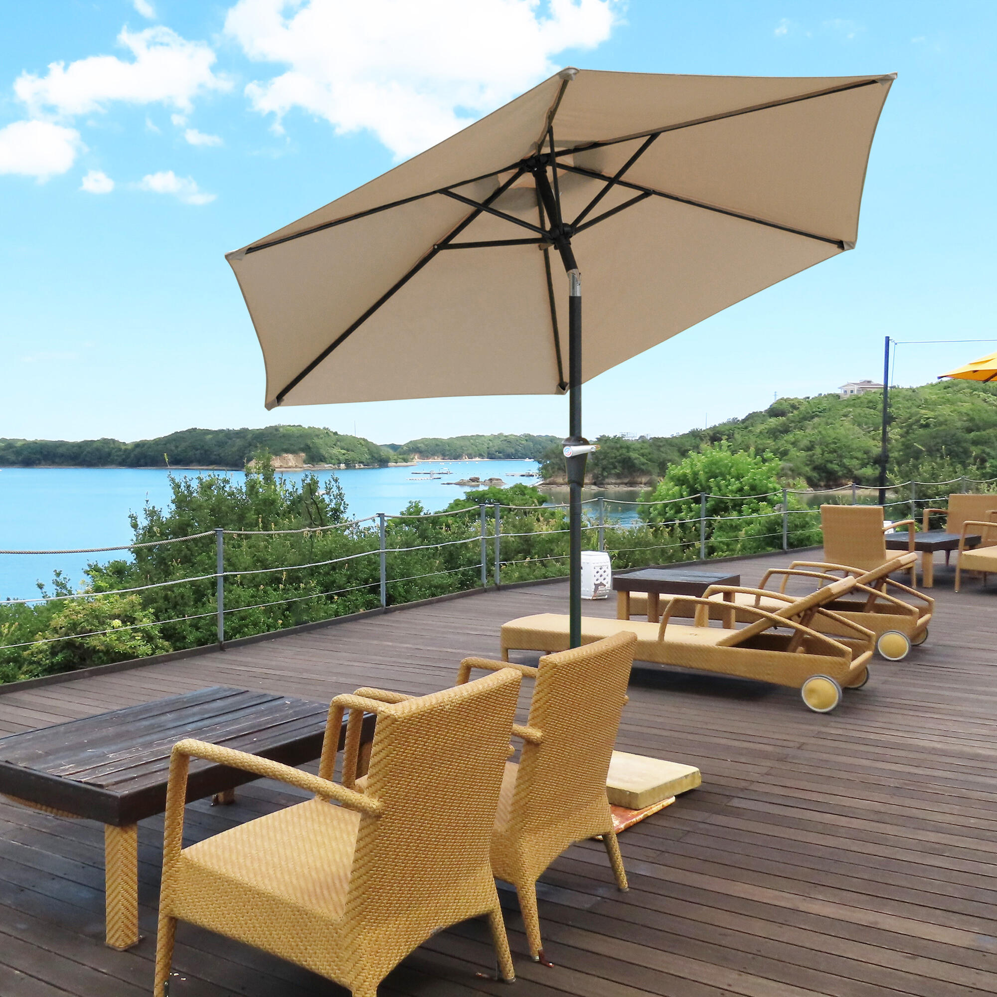 Sombrilla Outsunny 230x230x216 cm Caqui 2/7
