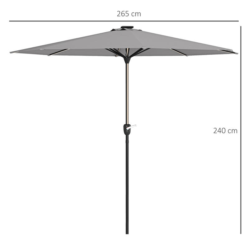 Sombrilla de Jardín Outsunny 265x265x240 cm Gris Claro