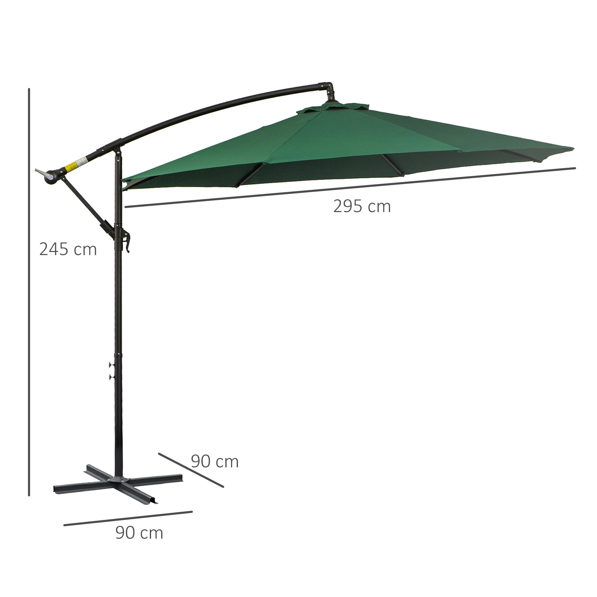 Sombrilla Outsunny 295x295x245 cm Verde 3/7