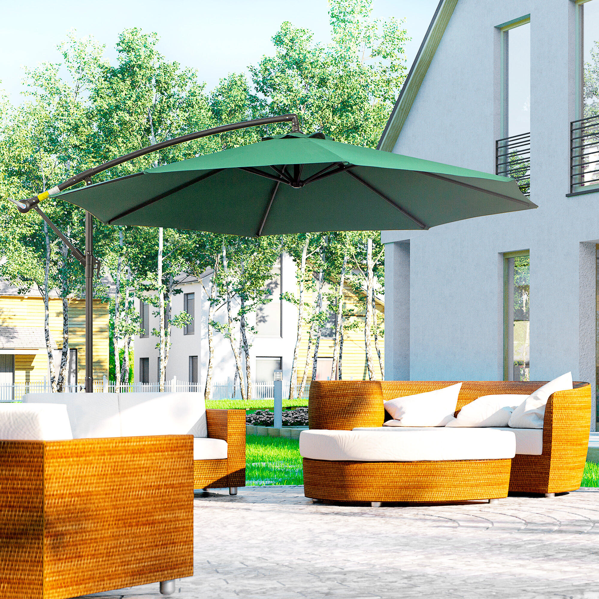 Sombrilla Outsunny 295x295x245 cm Verde 2/7