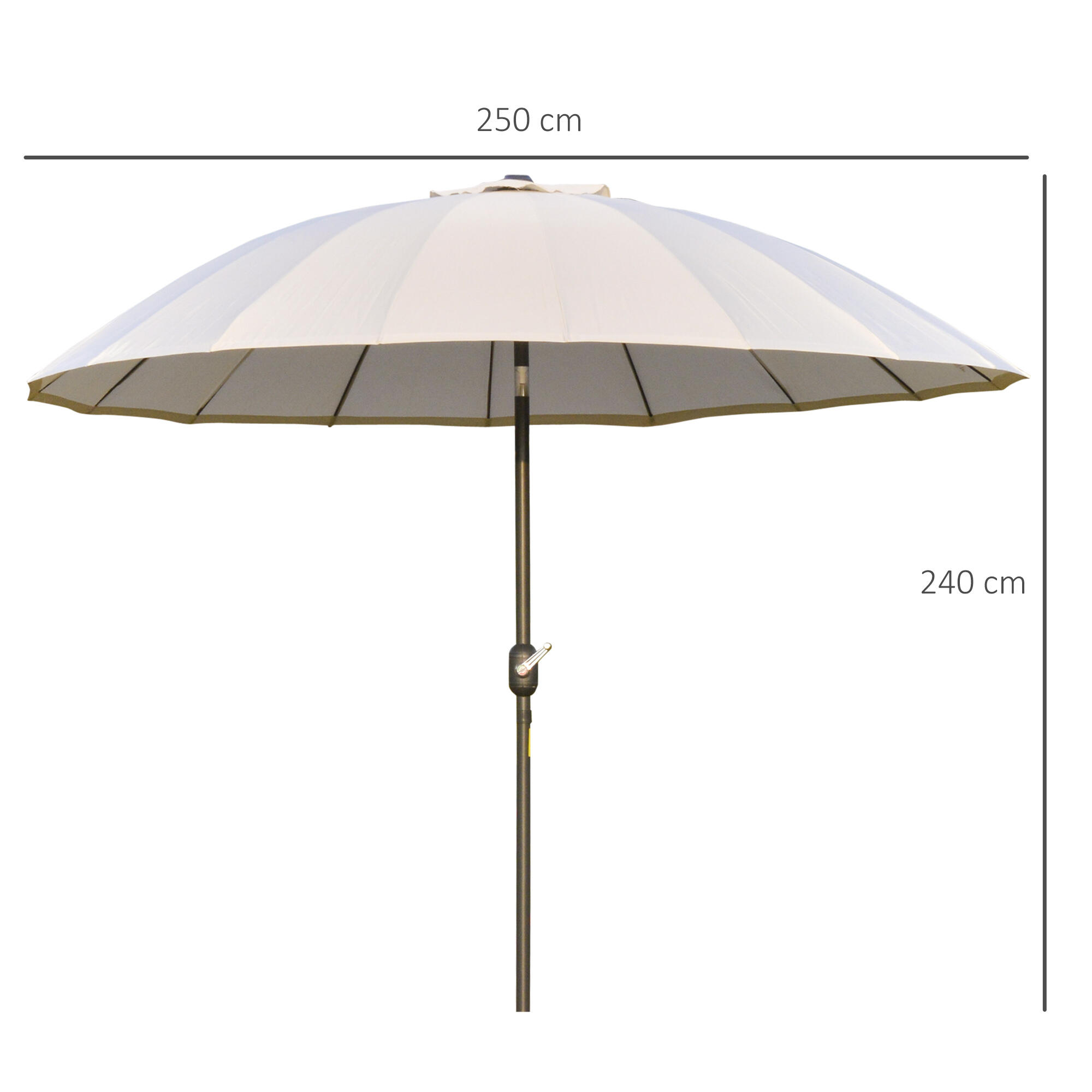 Sombrilla Outsunny 250x250x240 cm Crema 3/7