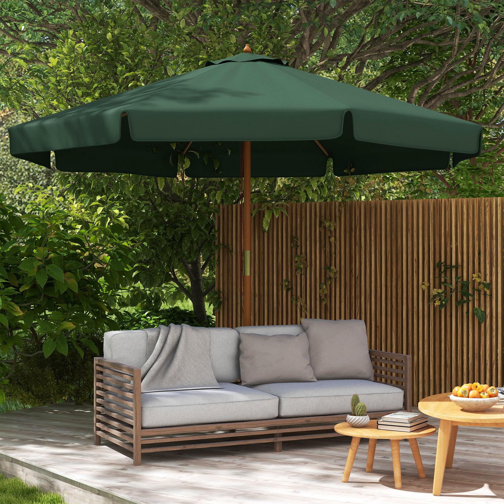 Sombrilla Outsunny 325x325x250 cm Verde Oscuro 2/7