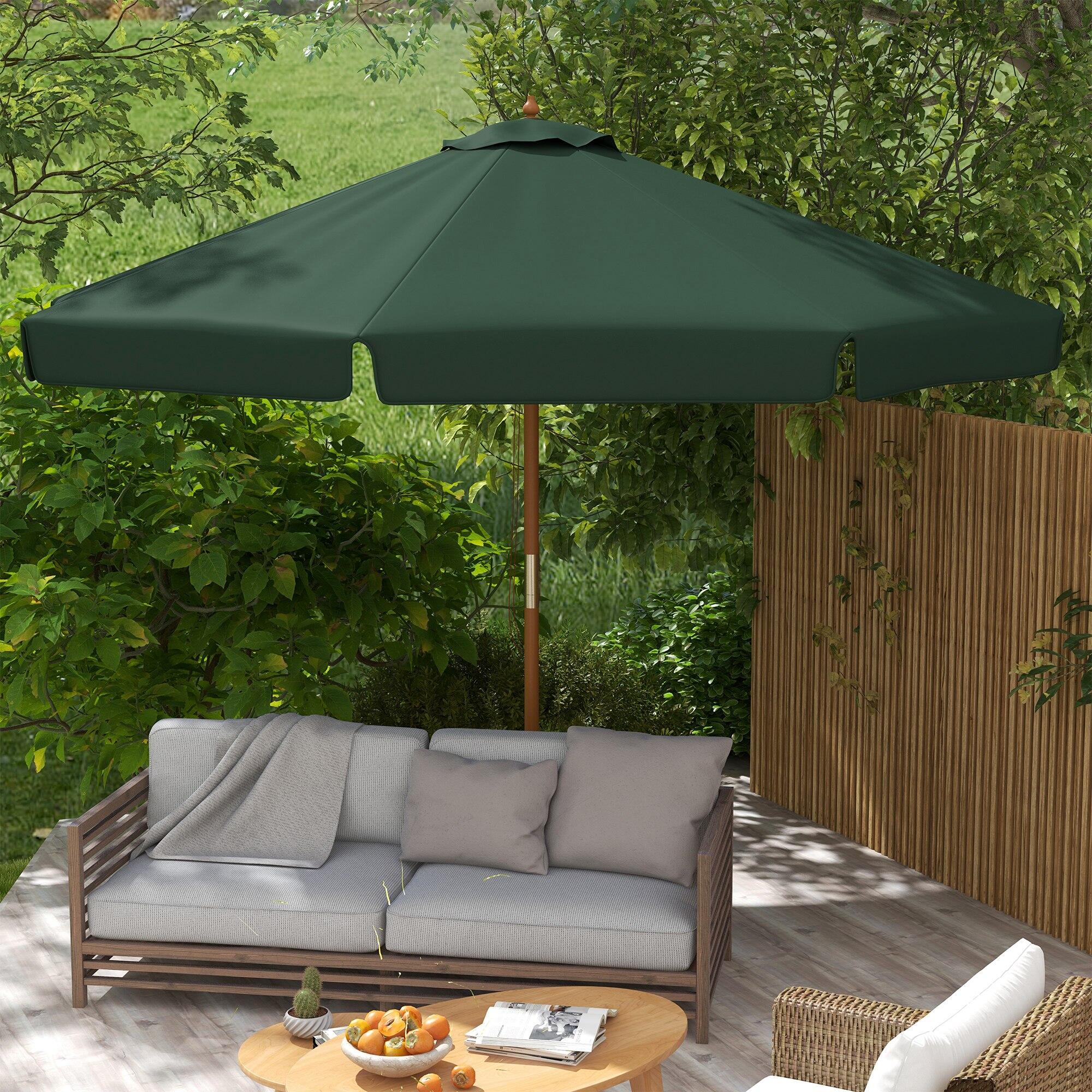 Sombrilla Outsunny 325x325x250 cm Verde Oscuro 5/7