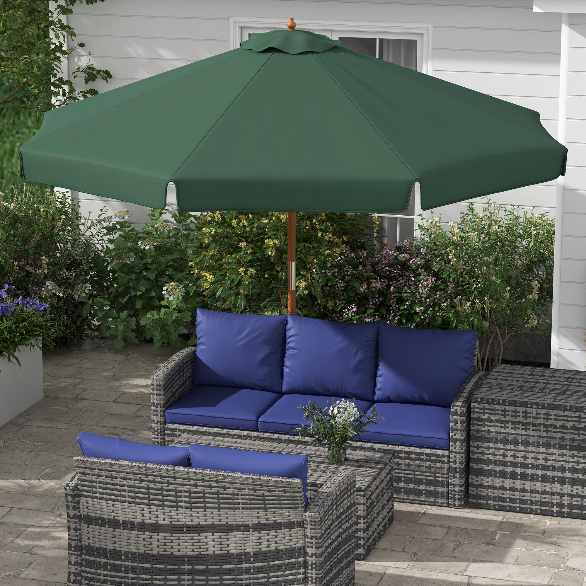Sombrilla Outsunny 325x325x250 cm Verde Oscuro 4/7