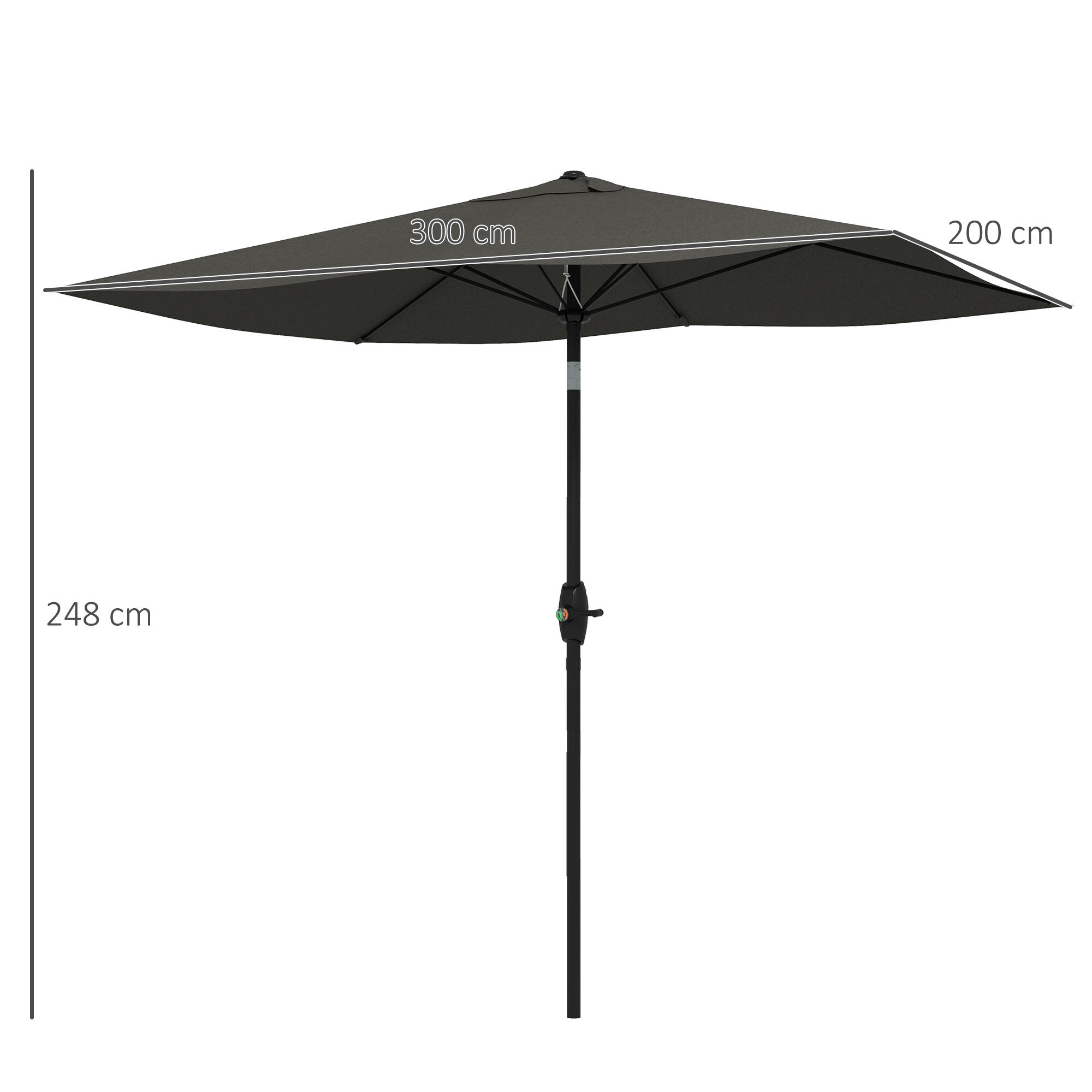 Chapéu de sol de jardim cinza escuro/cinza de carvão Outsunny 3/7
