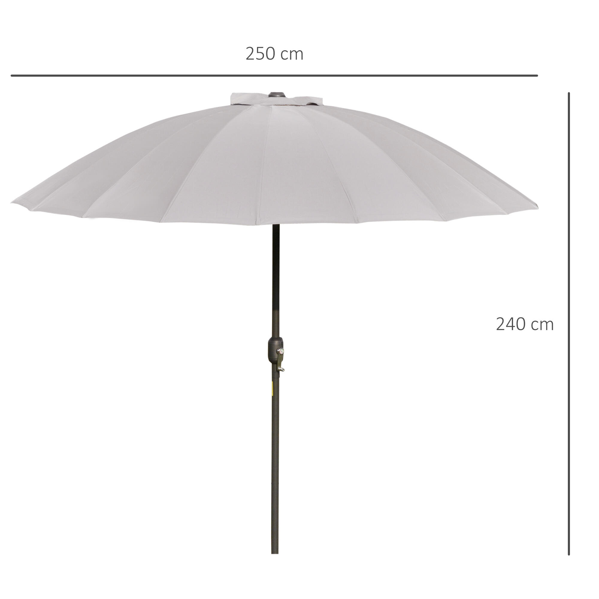 Sombrilla Outsunny 250x250x240 cm Gris Claro 3/7