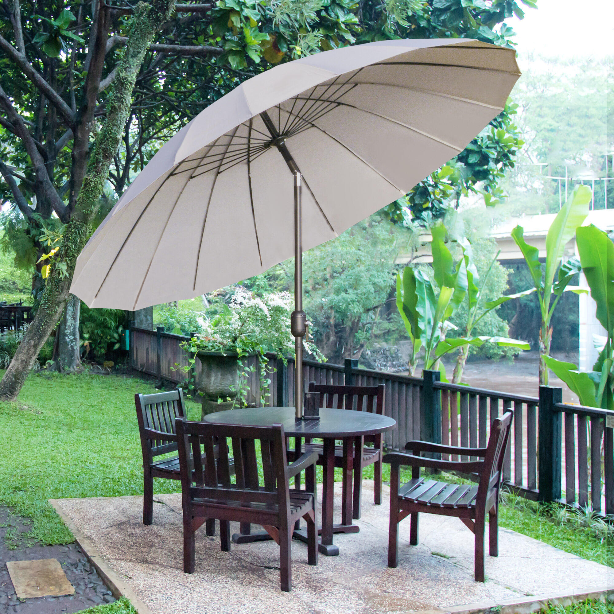 Sombrilla Outsunny 250x250x240 cm Gris Claro 2/7