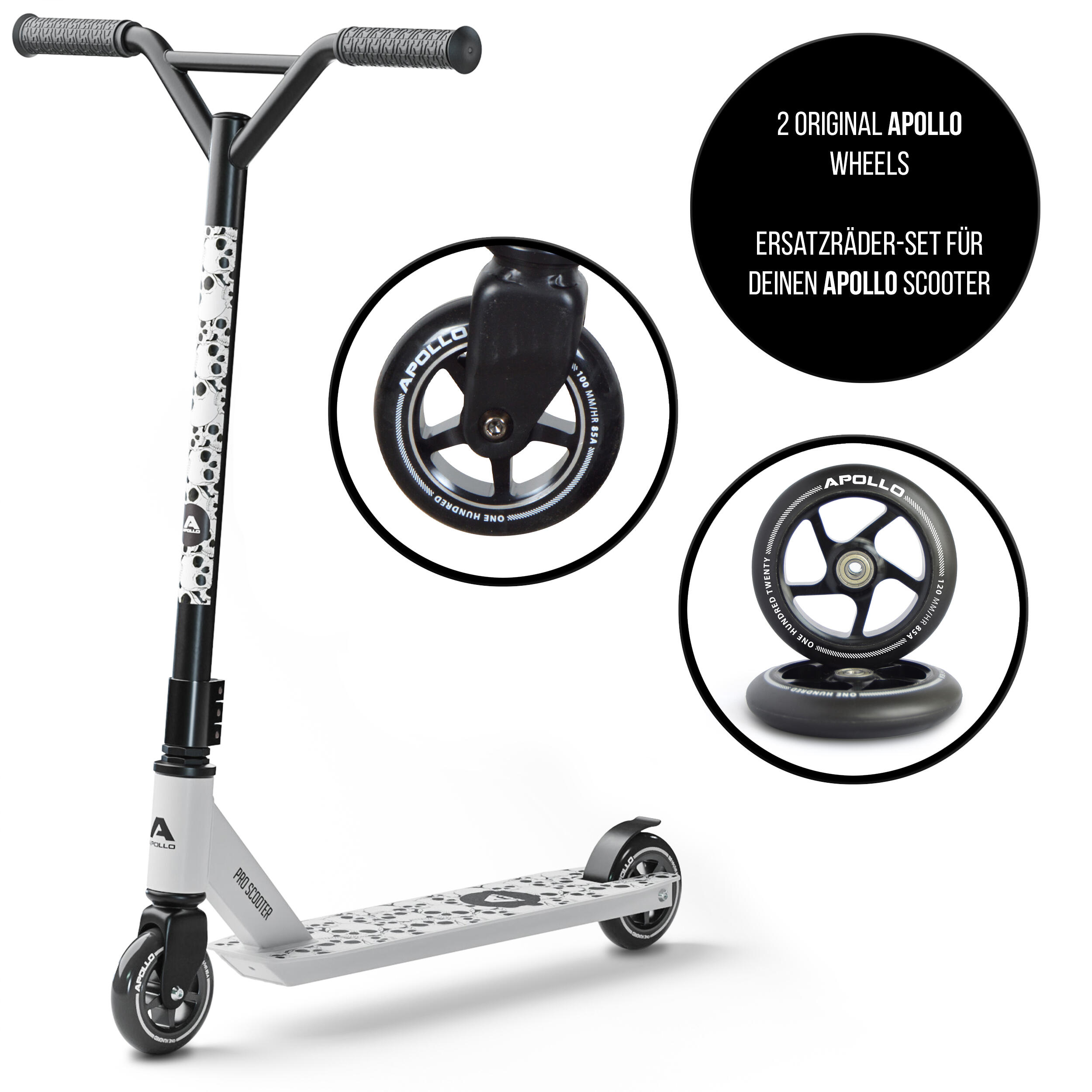 Set ruote di ricambio Pro Wheels per monopattino – ABEC9, cuscinetti a sfera 5/6