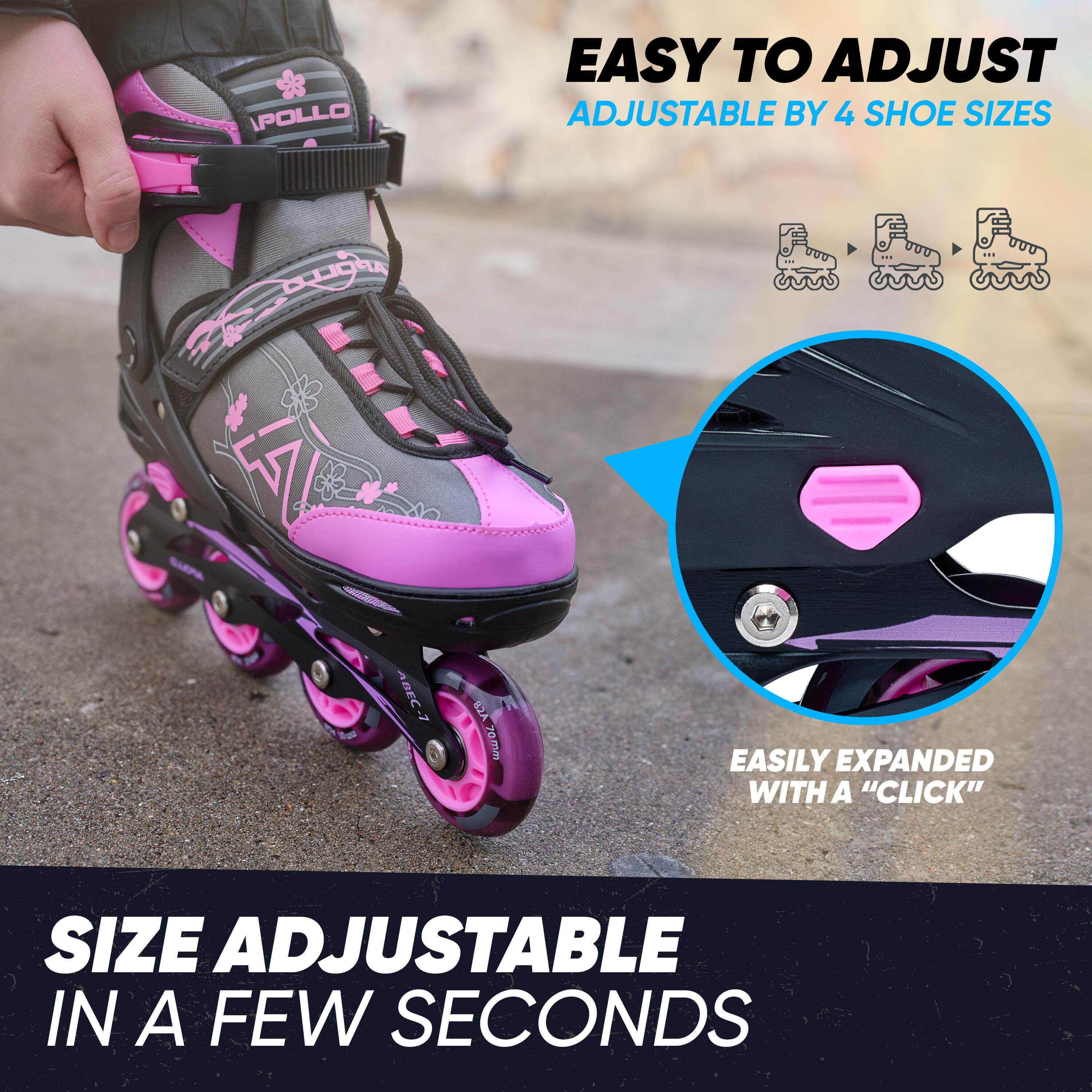 Champion, in Maat Verstelbare Inline Skates, Rolschaatsen met LED Wielen. 2/7