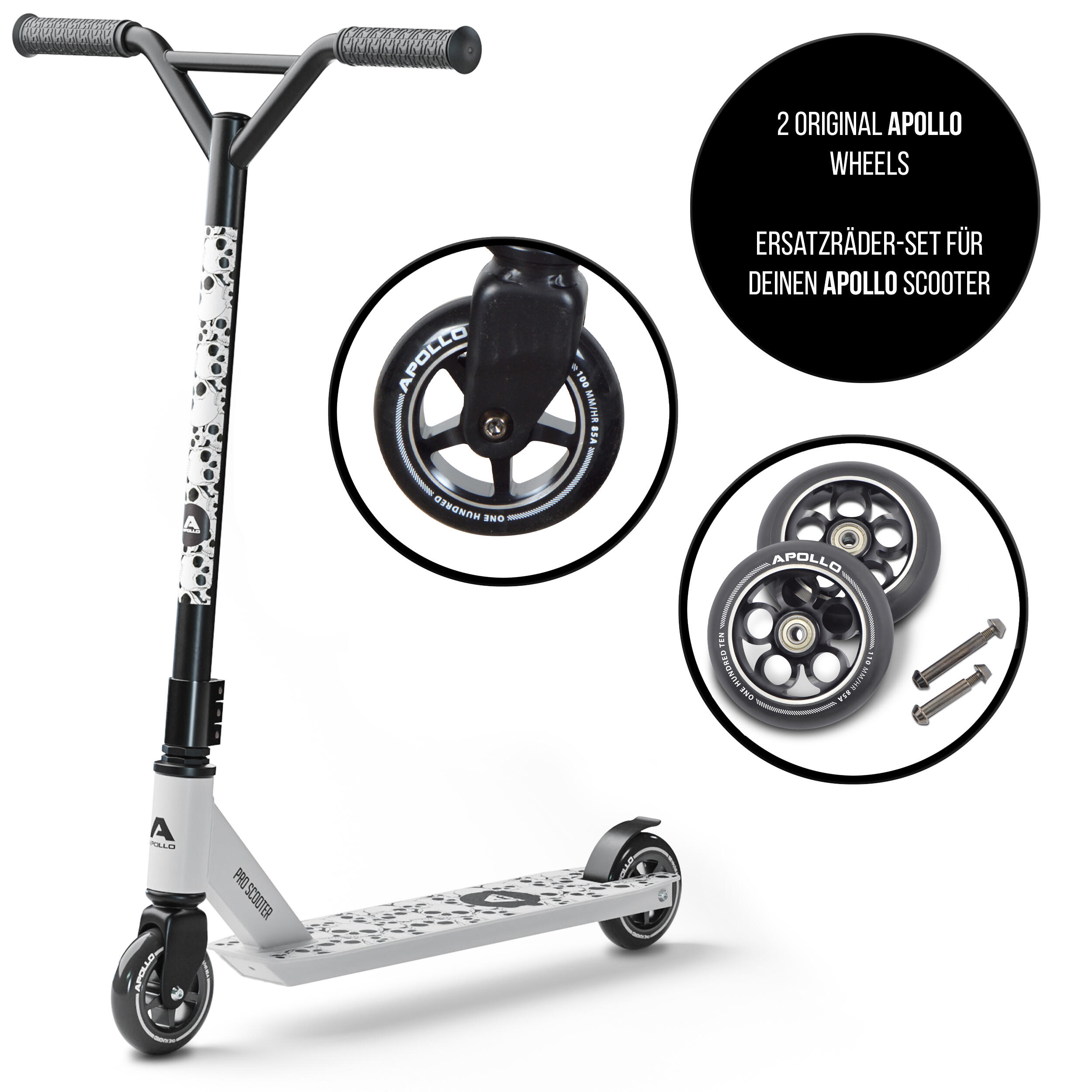 Stunt Scooter reservewielenset Pro Wheels - ABEC9 kogellagers, voor stuntstep 5/6