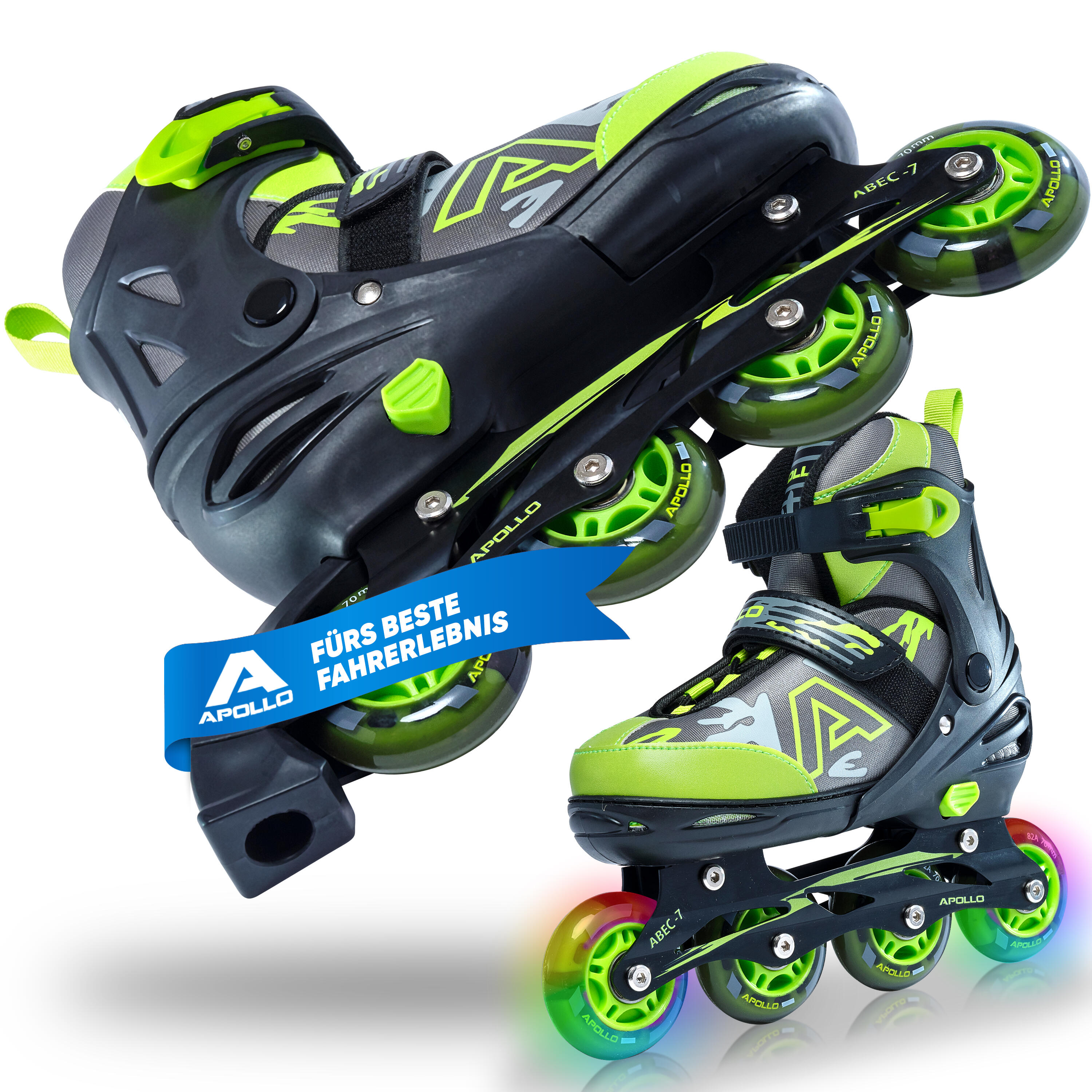 APOLLO Champion, in Maat Verstelbare Inline Skates, Rolschaatsen met LED Wielen.