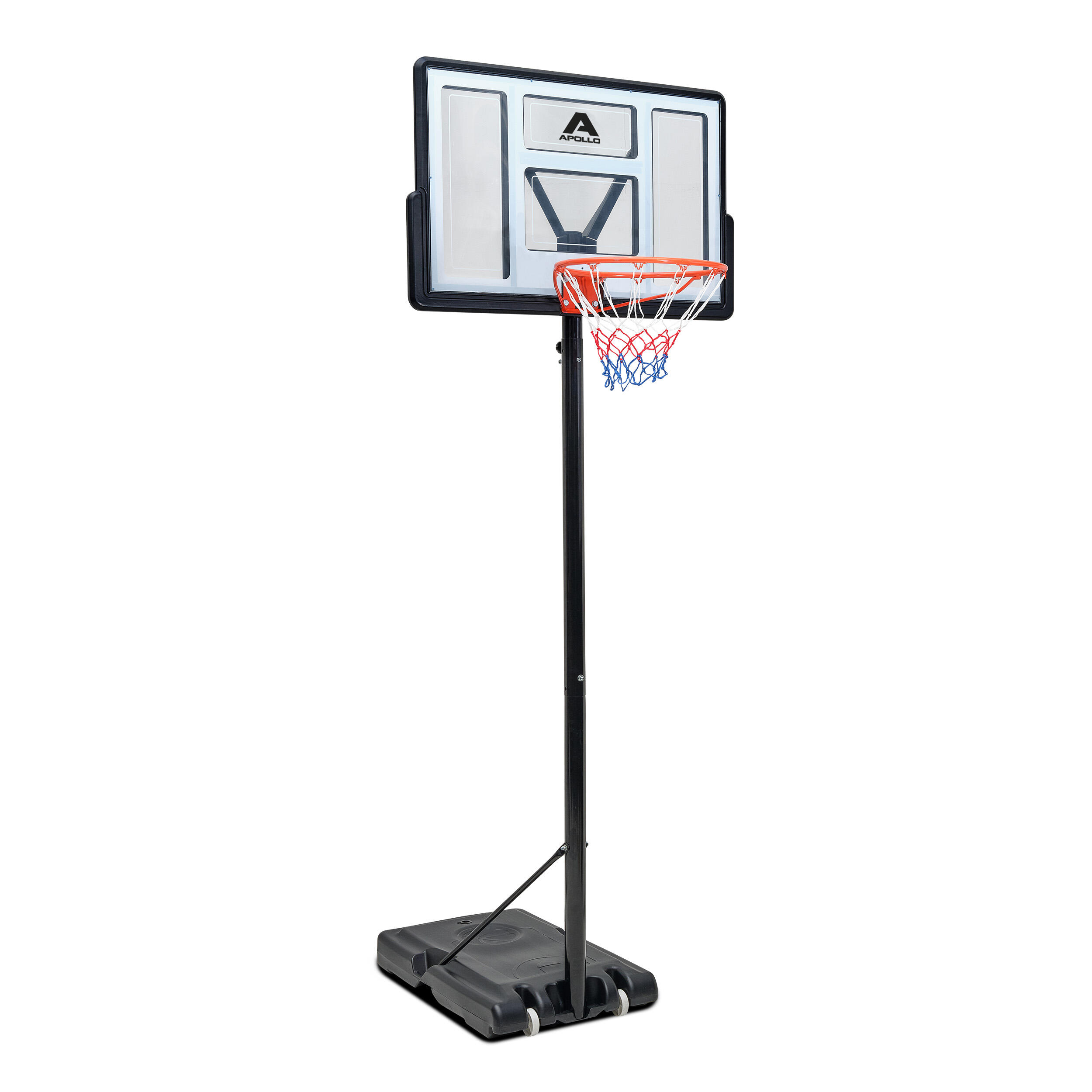 Apollo - Panier De Basket Apollo – Réglable, Avec Roulettes, Ballon Et Pompe - Panier De Basket - Blanc|noir - 305 - Decathlon