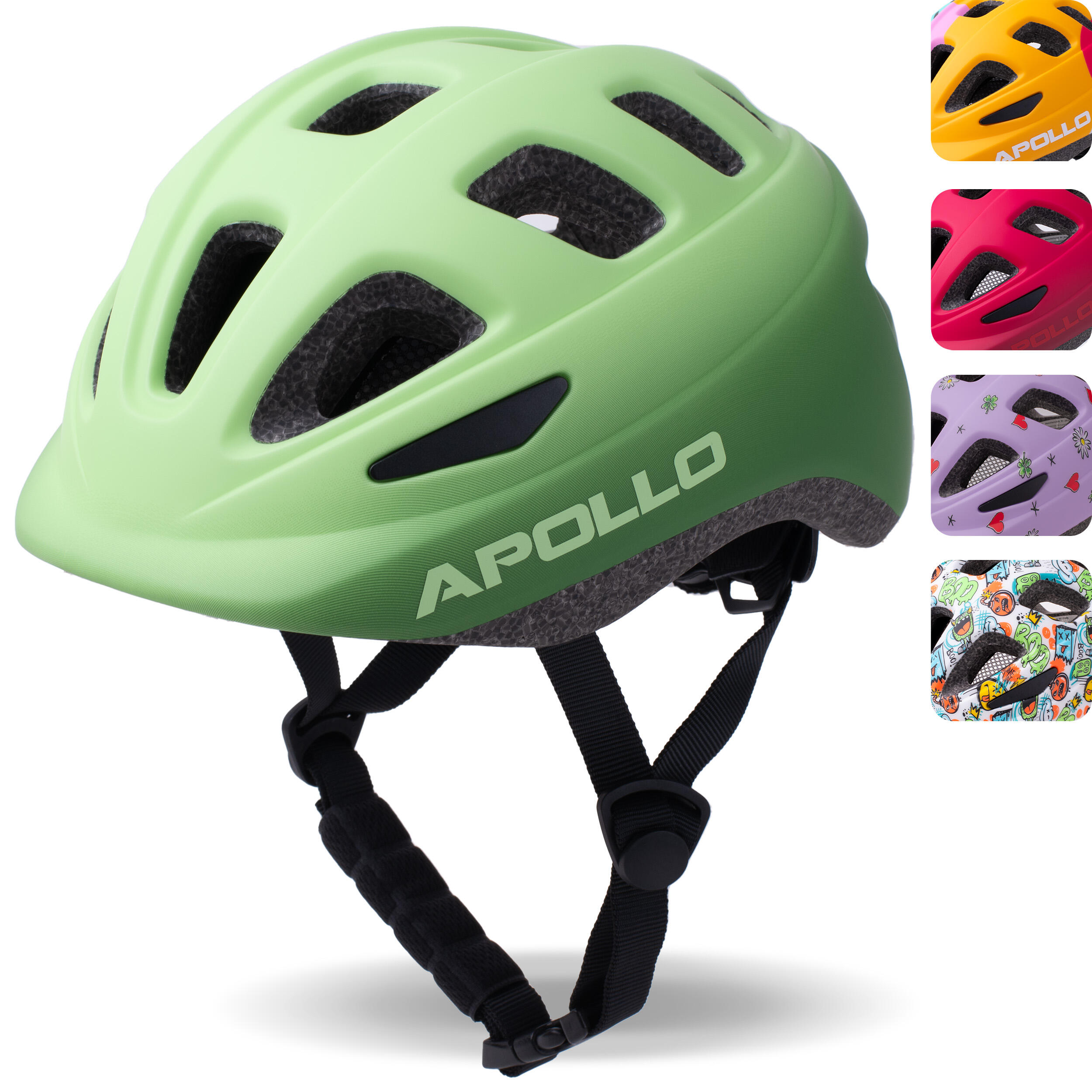 APOLLO Kinderfietshelm verstelbaar, Green Fade - M (51-56 cm)
