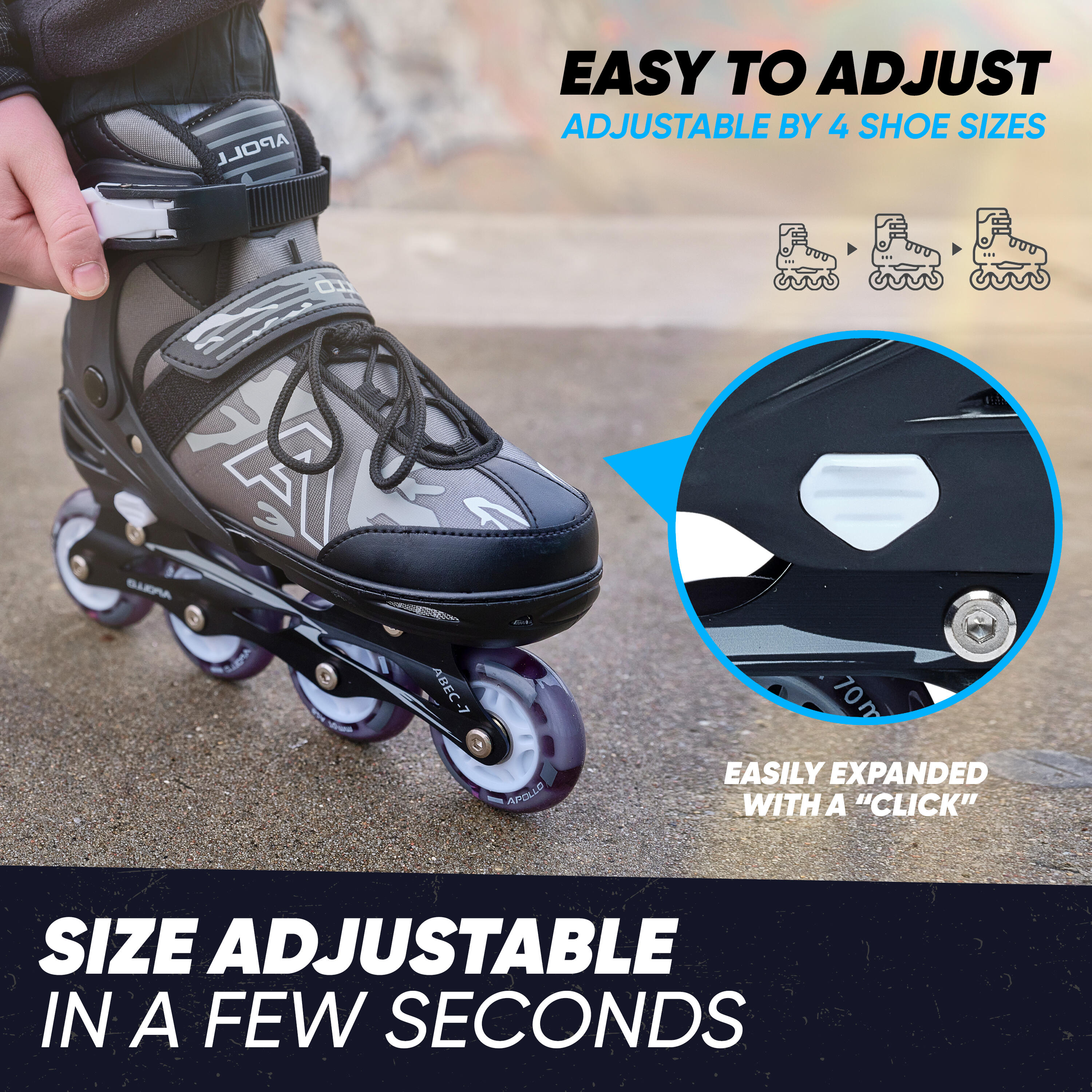 Champion Patines en Línea Talla Ajustable, con Ruedas LED 2/7
