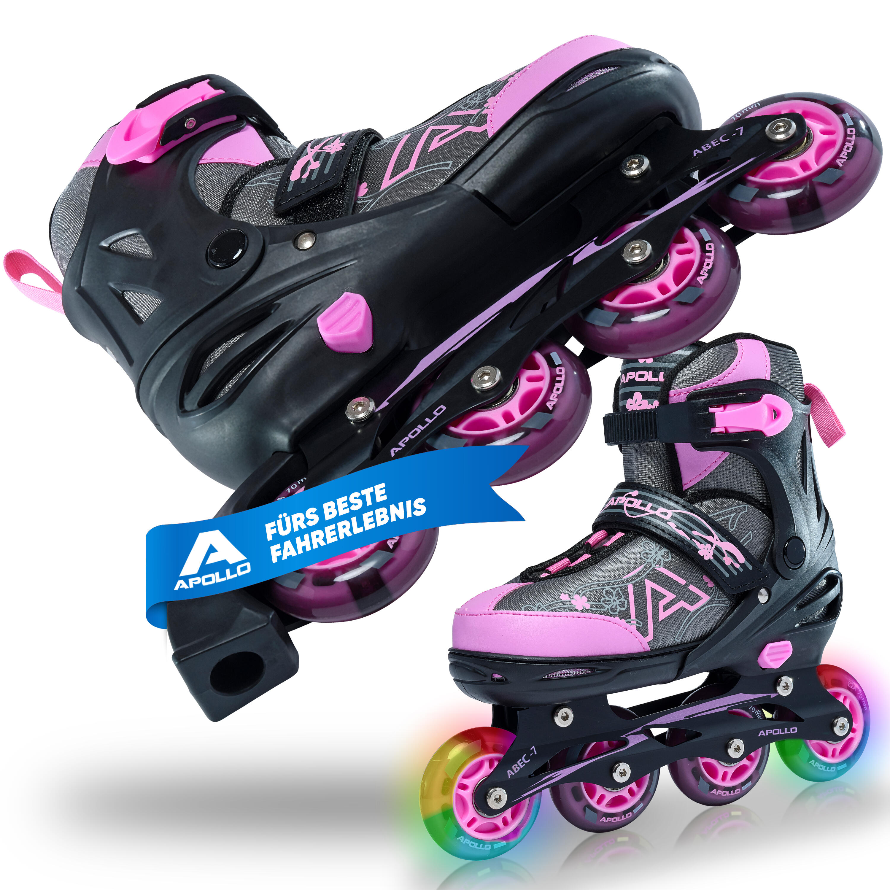 APOLLO Champion, in Maat Verstelbare Inline Skates, Rolschaatsen met LED Wielen.