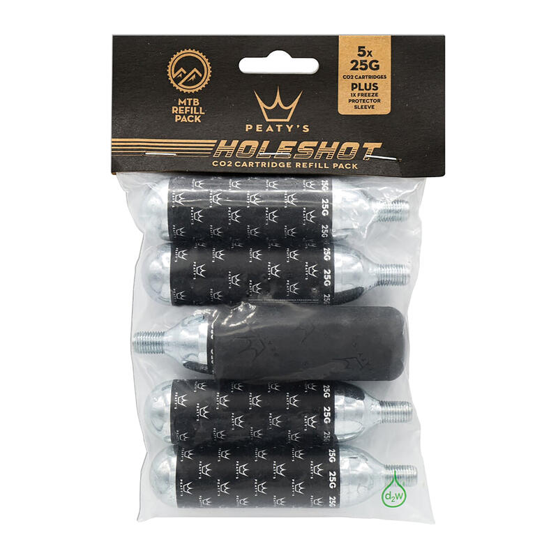 Cartouches d'essence pour pompe à vélo Peaty's Holeshot CO2 - VTT 25 g 5 pcs.