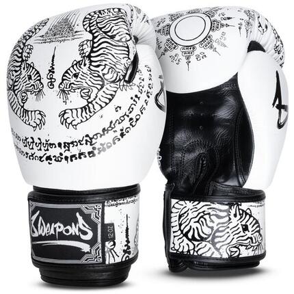 Gants de boxe 8 WEAPONS – Blanc – 12 Oz – Sak Yant Tigers