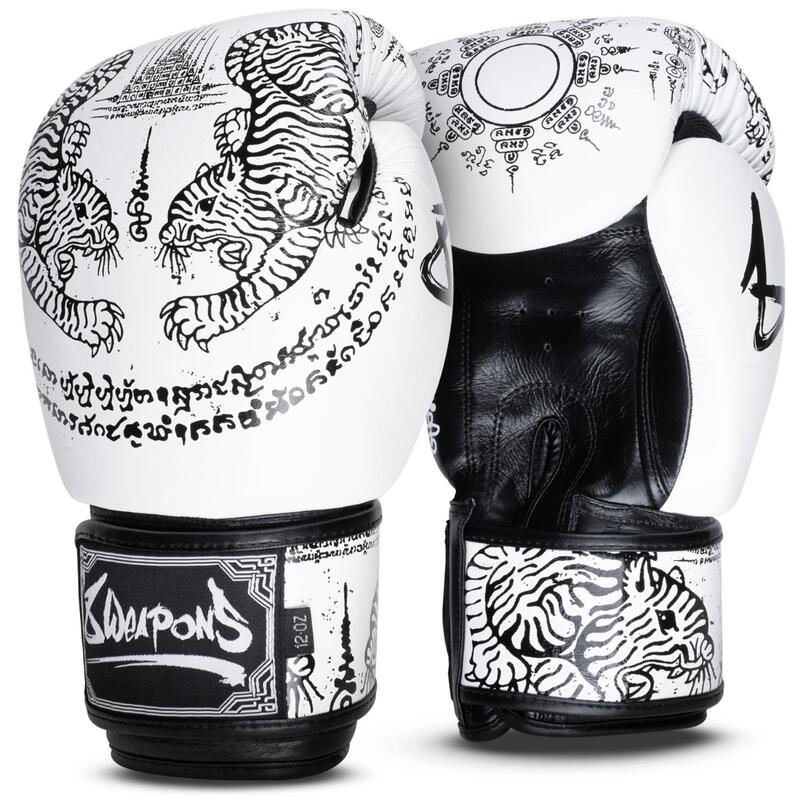 Gants de boxe - Sak Yant Tigers white 12 Oz