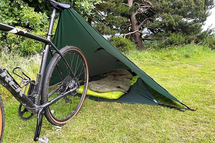 Groundsheet DD Superlight pentru ture cu bicicleta Olive Green 210cm x 150c 3/6