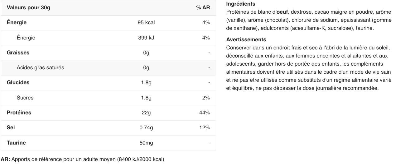 Protéine d'oeuf - Egg Pro - Chocolat 930g 2/4