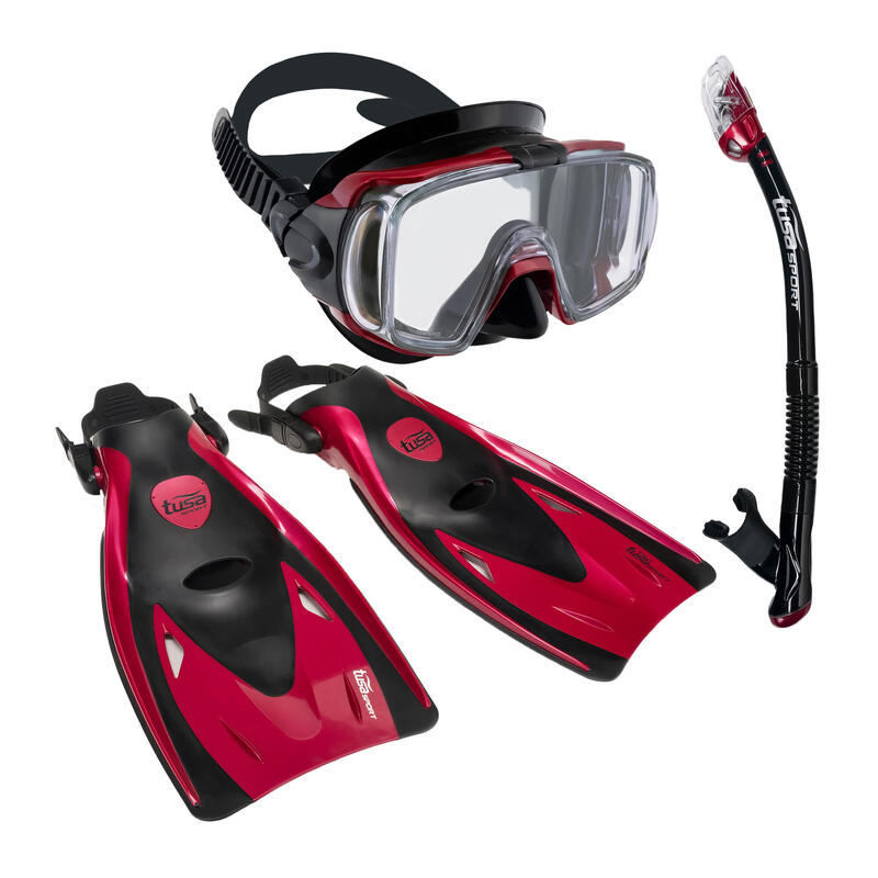 TUSA Set de scufundări Mască + Snorkel + Fins Red UP-3521 L