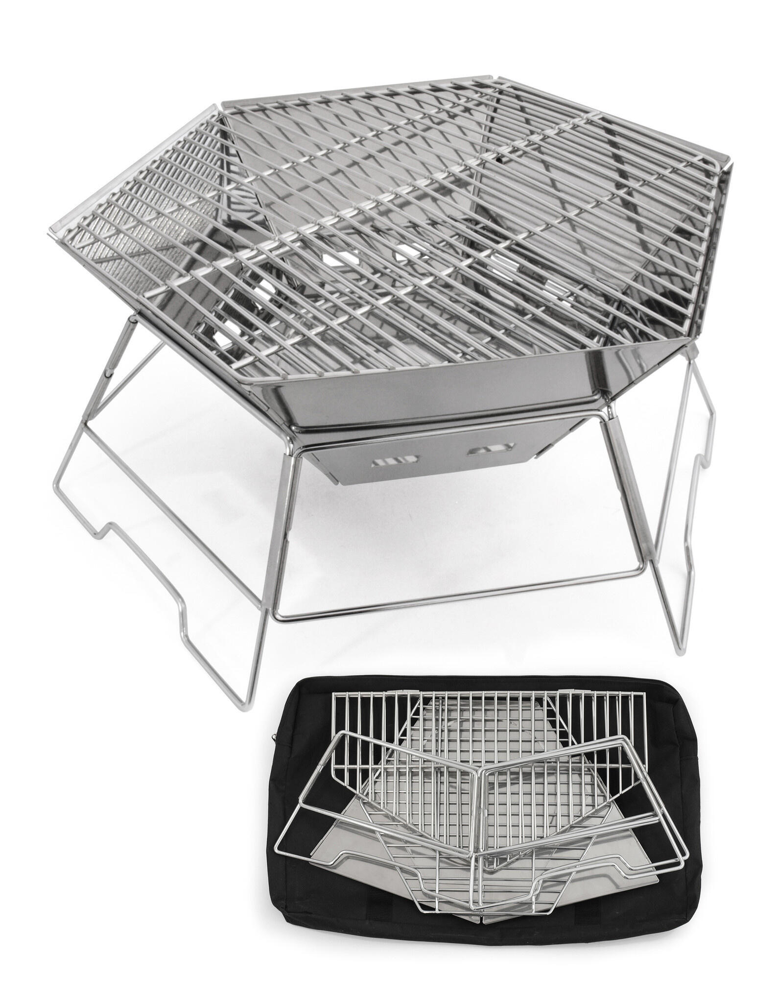 Origin Outdoors Hexagon - Grill und Feuerschale aus Edelstahl 2/6