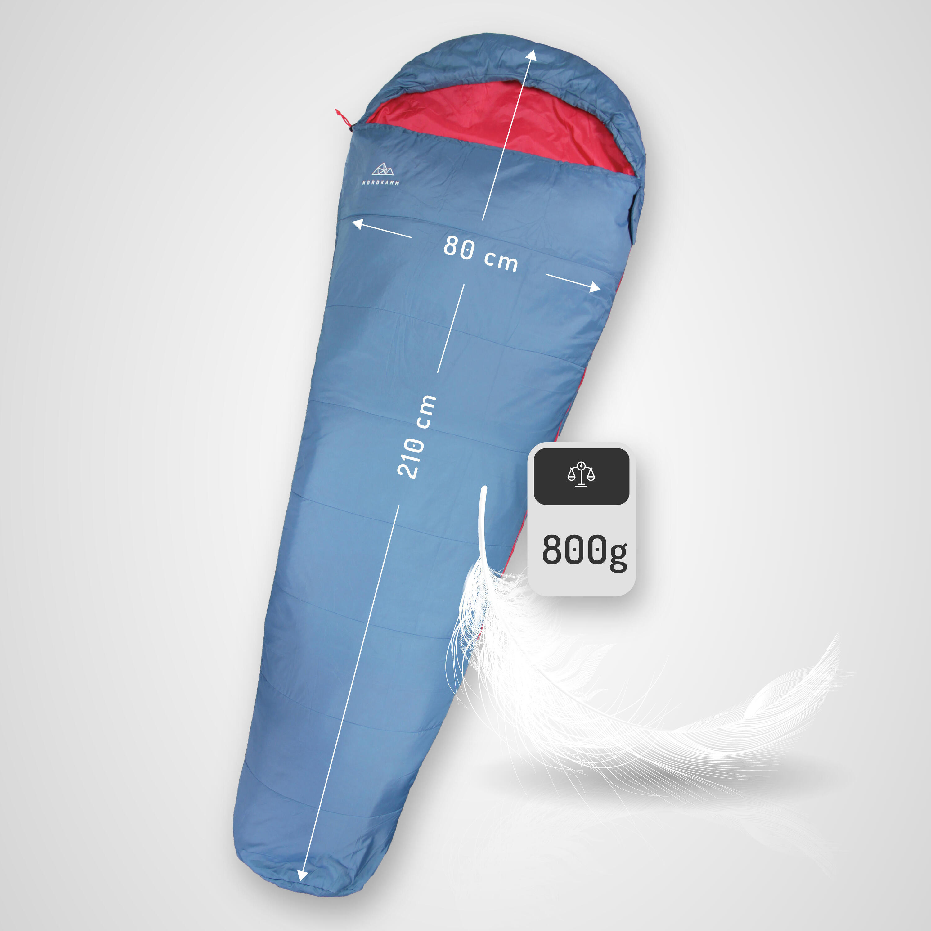 Sacco A Pelo Semoo Leggero - 200x70 Cm Per Tre Stagioni, Blu - Foto 10