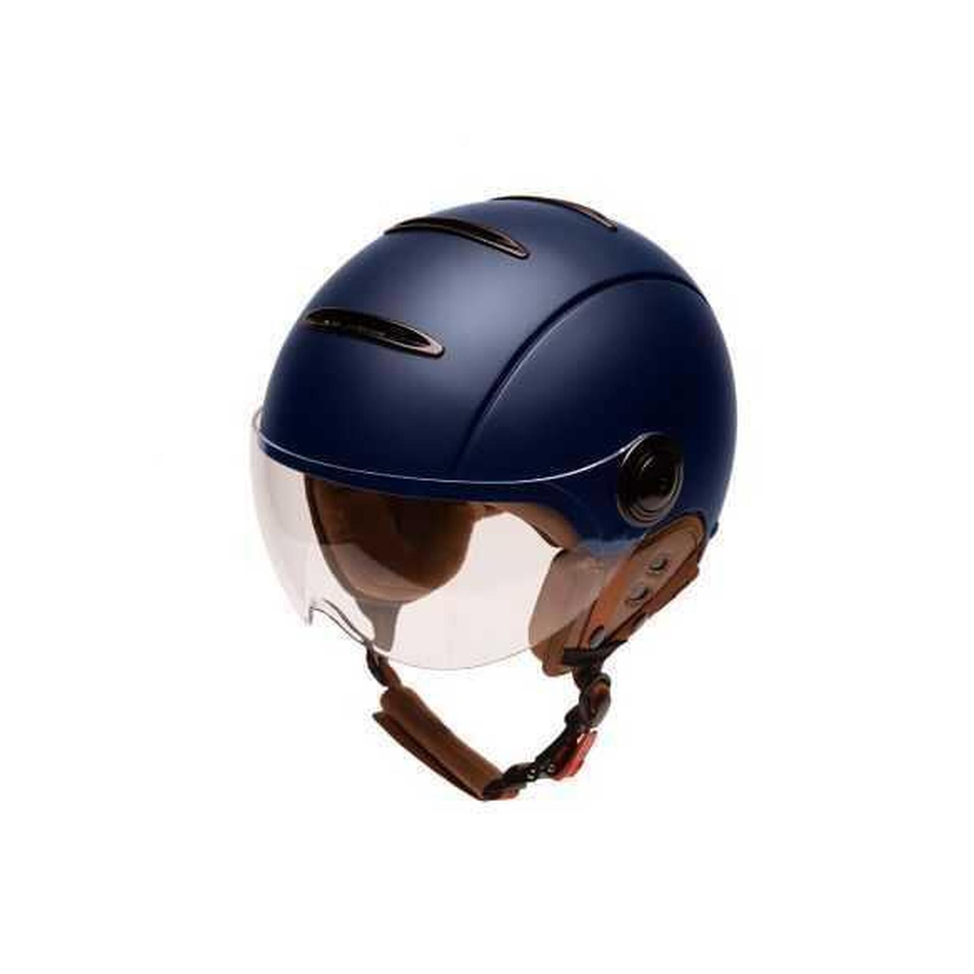 Casque jet vintage ajustable Tandem Blue Matt