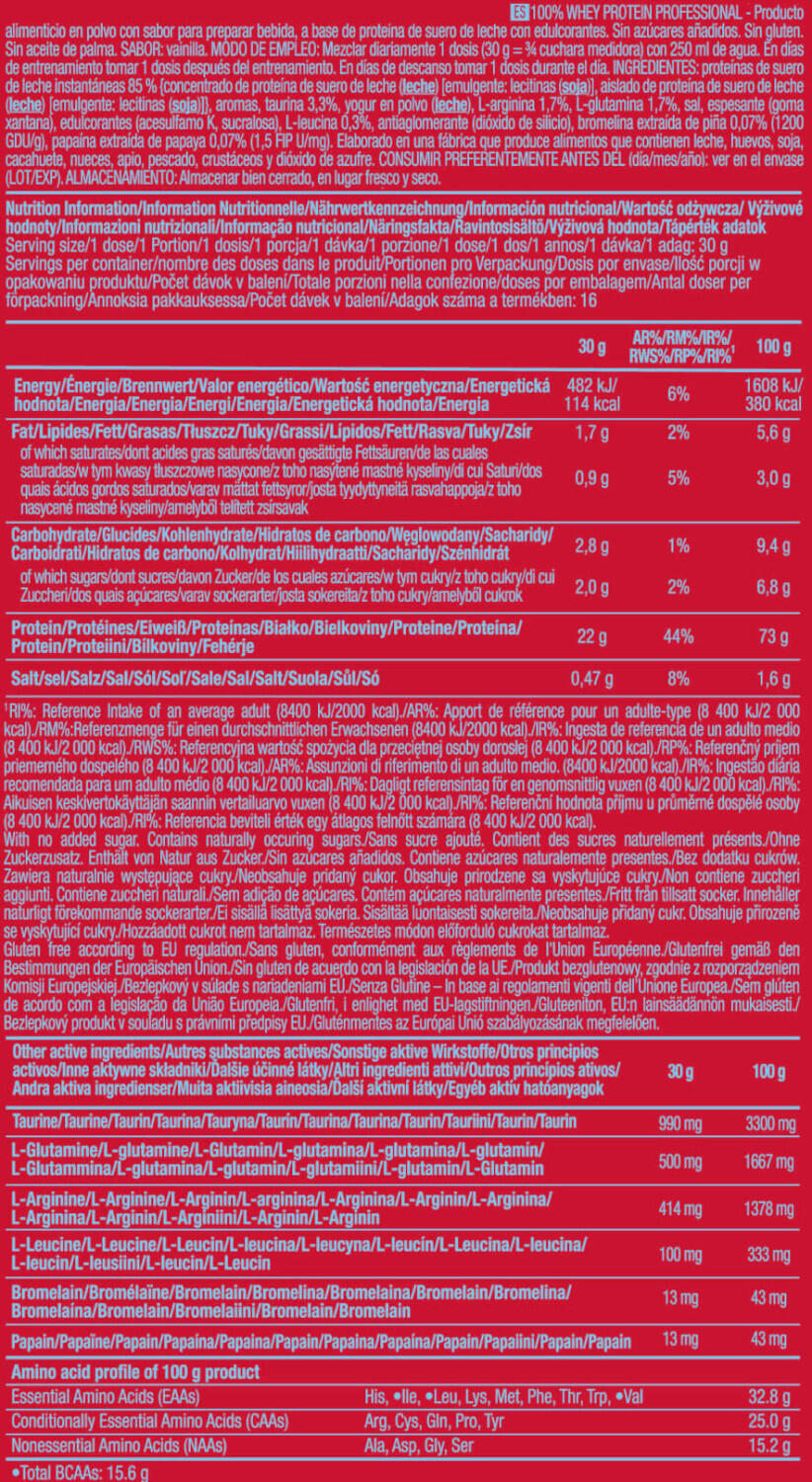 100% Whey Protein Professional - 500g Vainilla Scitec Nutrition 5/6