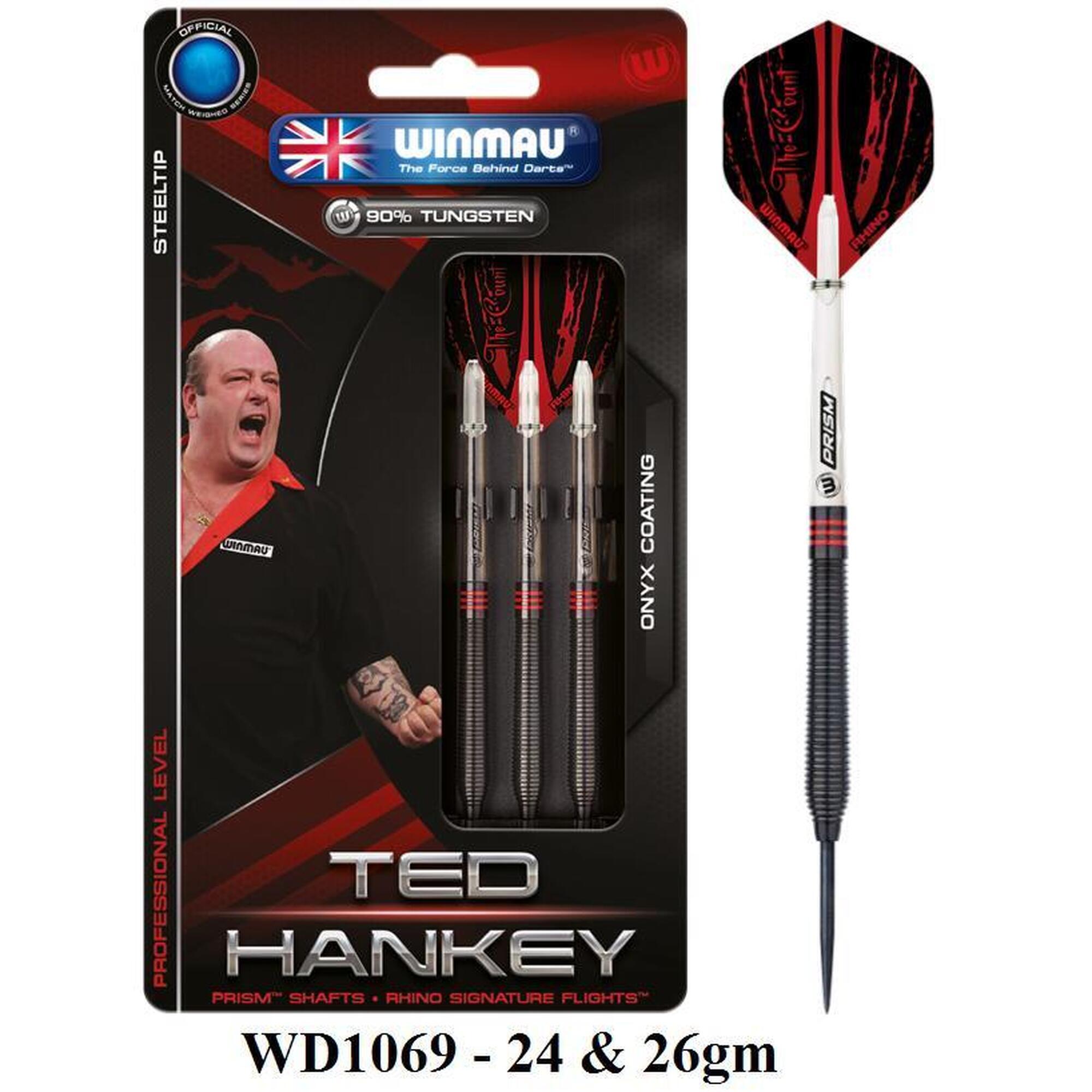 WINMAU Ted Hankey Steel Tip 90% Tungsten Darts - 24 Gram