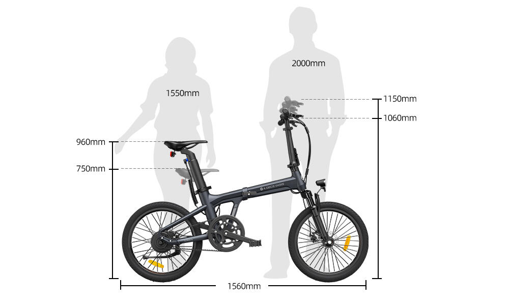 Bicicletta elettrica ADO Air 20S, e bike trasmissione a cinghia, smorzamento,W 7/9