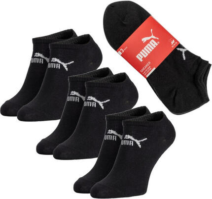 Puma Unisex Sneaker Socken im Retro Design knöchelhoch für Damen Herren 3er Pack