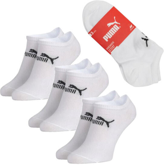 Puma Unisex Sneaker Socken im Retro Design knöchelhoch für Damen Herren 3er Pack