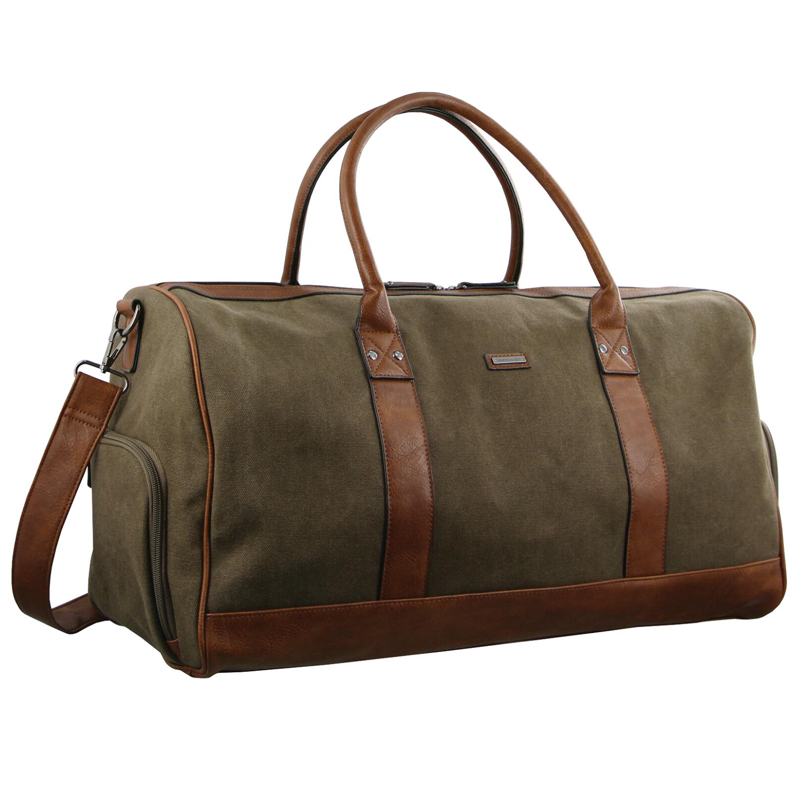 Pierre Cardin Canvas Mens Travel Weekend Overnight Business Luggage - Brown