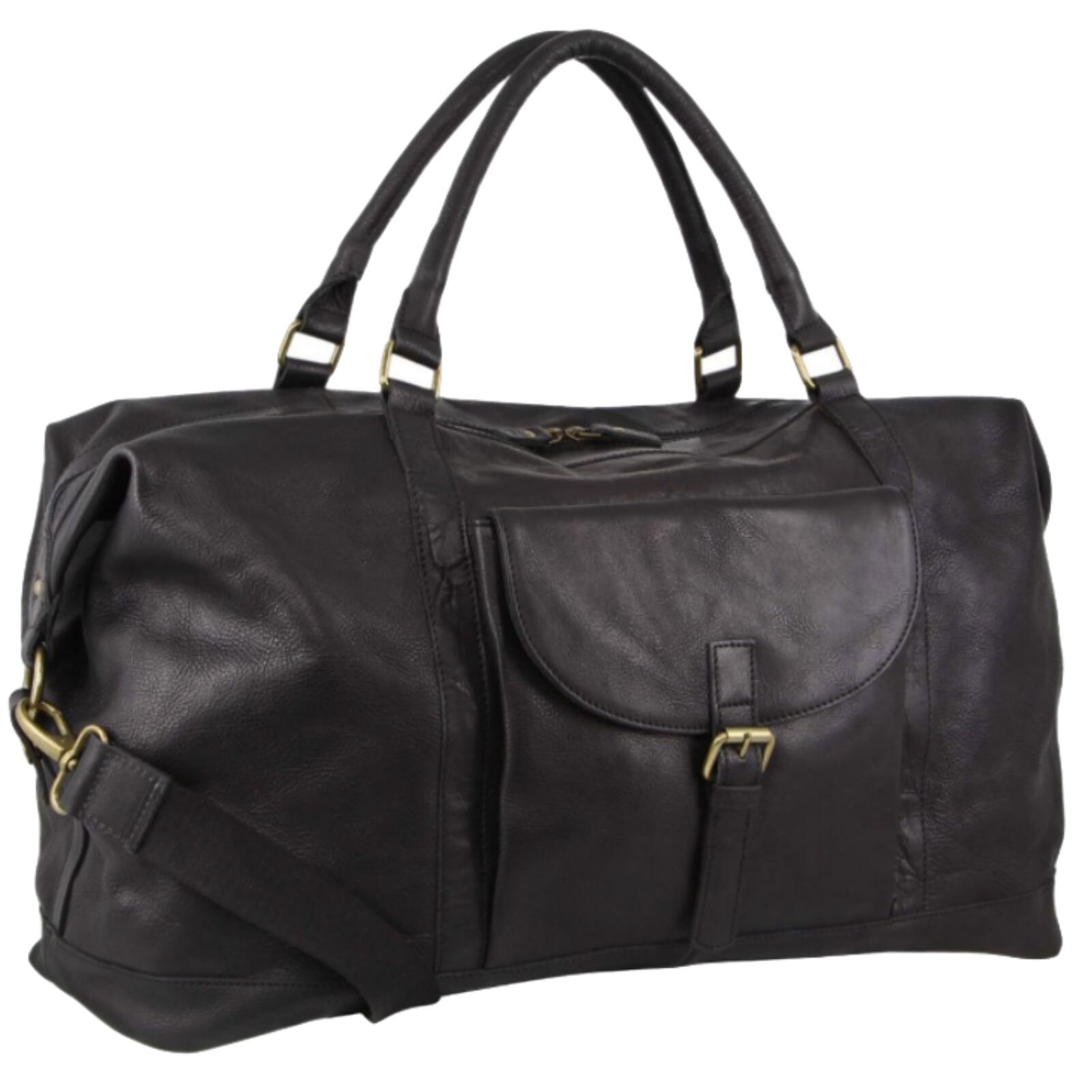 Pierre Cardin Mens Leather Business Overnight Bag - Black