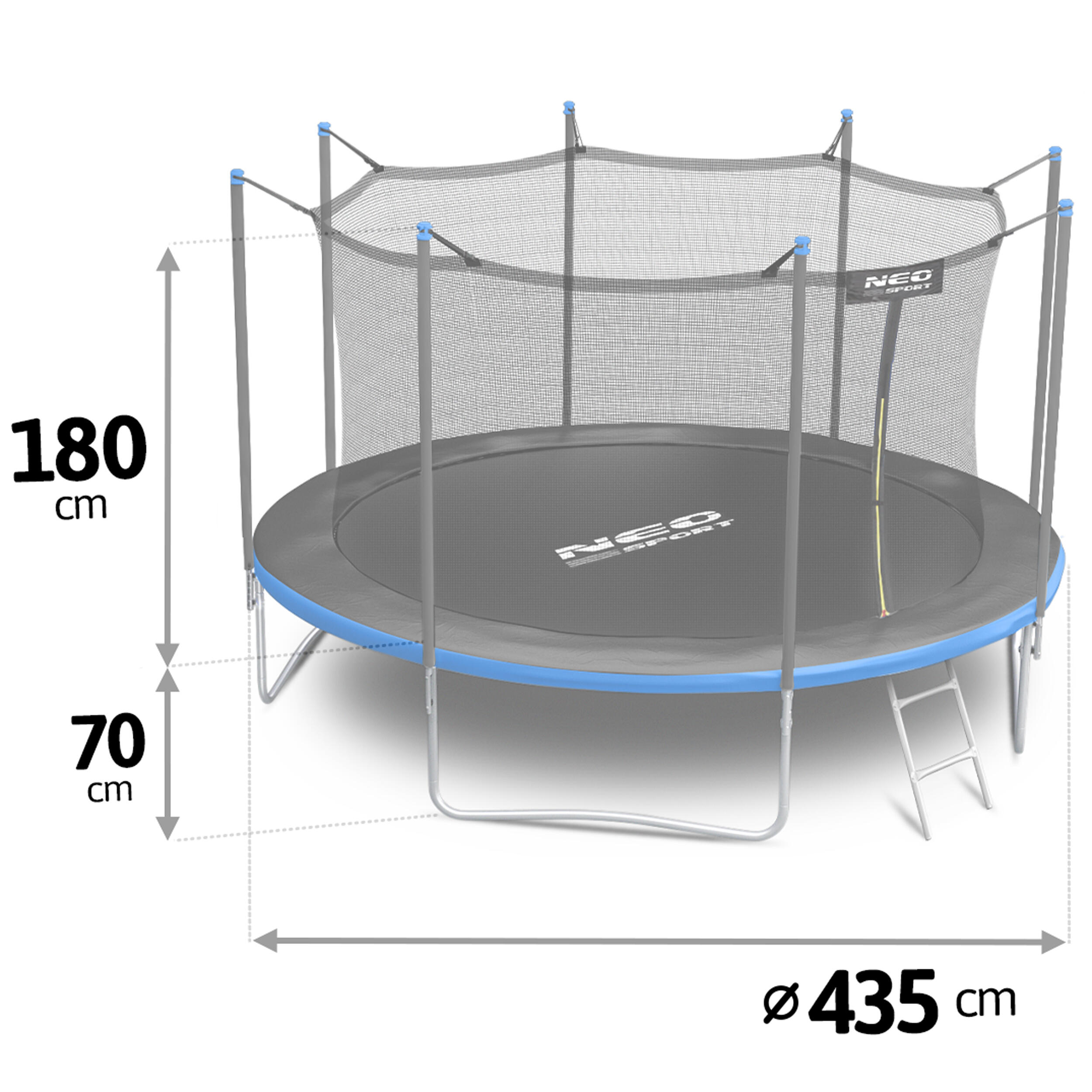 Trampolina ogrodowa z siatką wewnętrzną Neo-Sport 435 cm 14ft 3/6