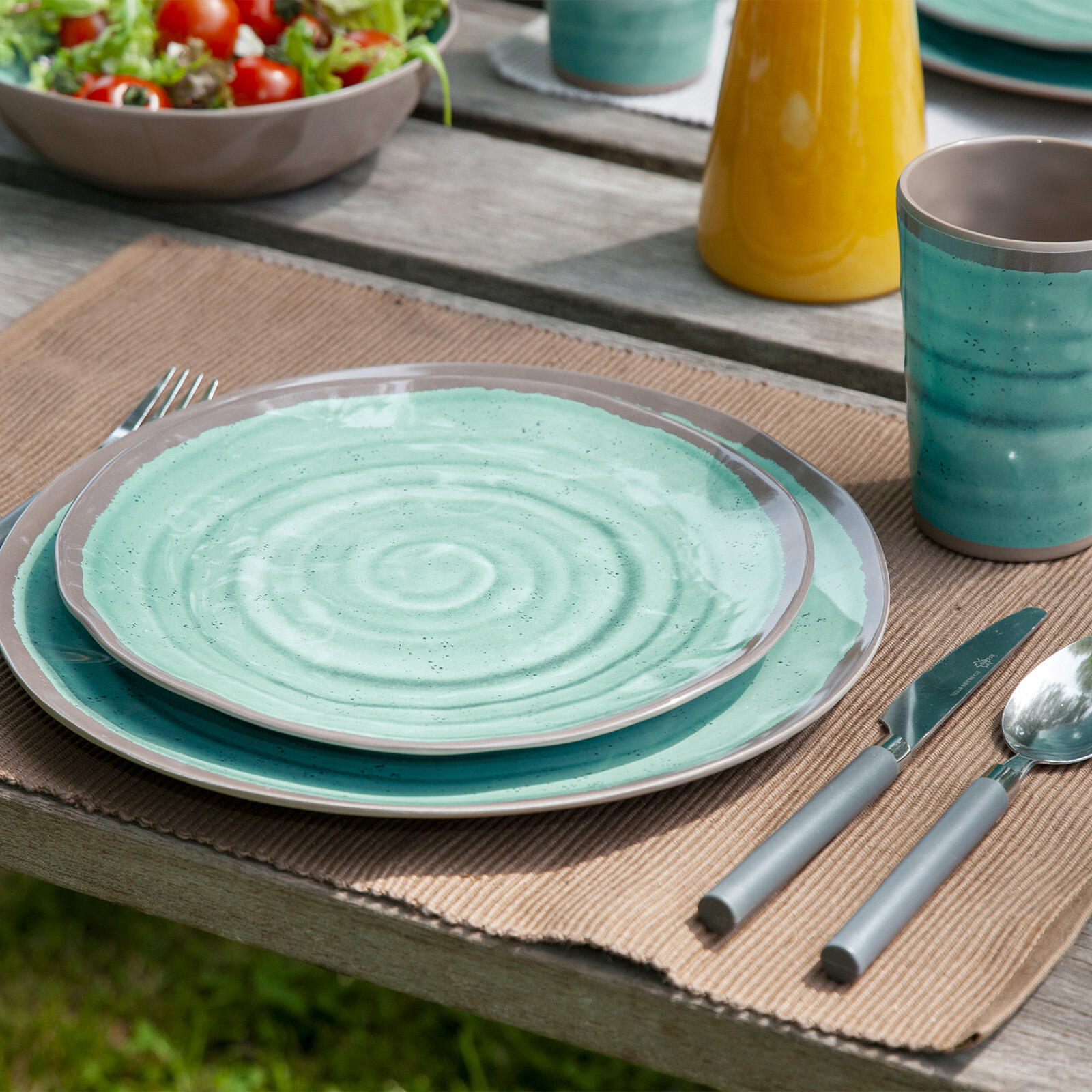 Melamin Geschirr Set Halo Camping Essgeschirr Reise Picknick Teller 3/7