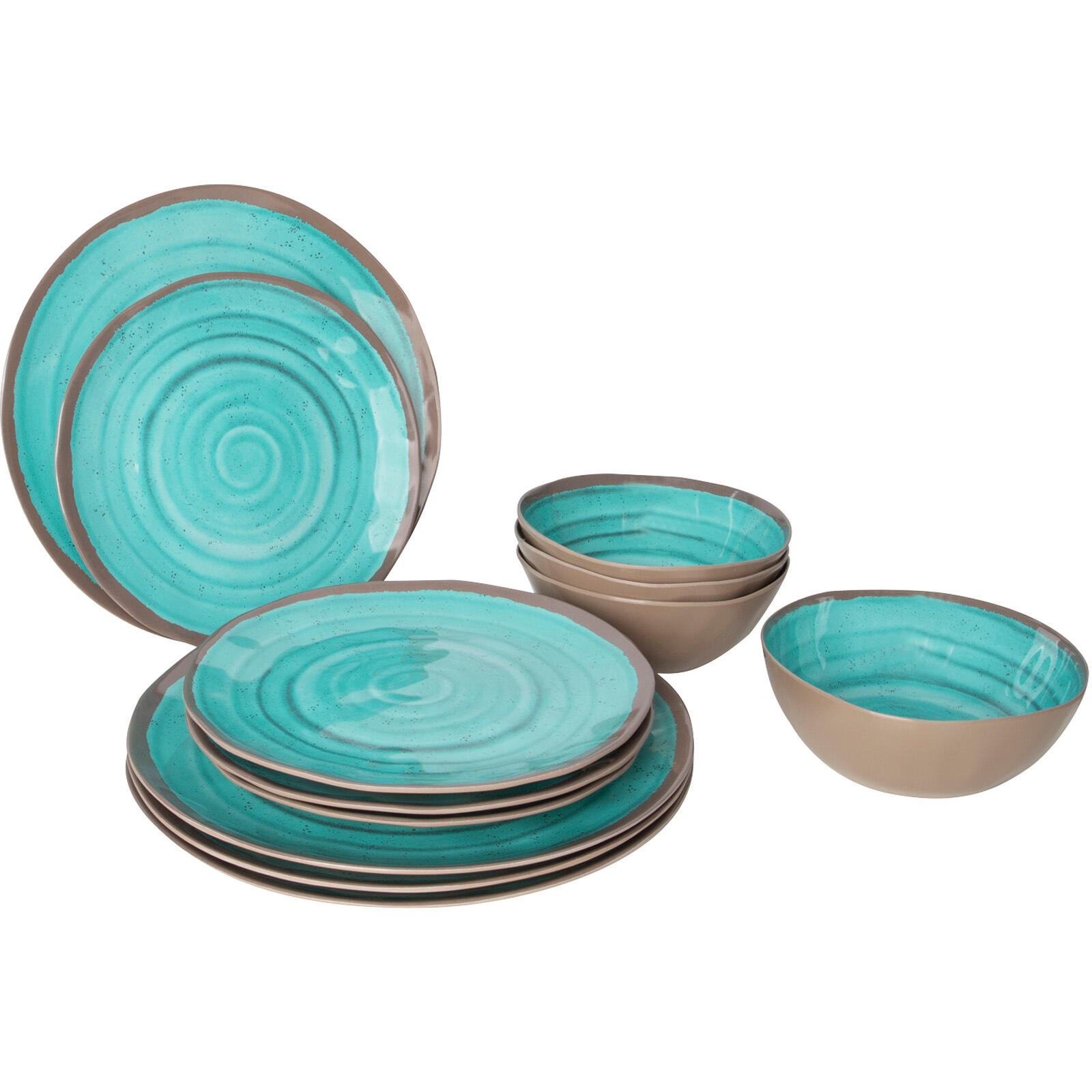 BO-CAMP Melamin Geschirr Set Halo Camping Essgeschirr Reise Picknick Teller