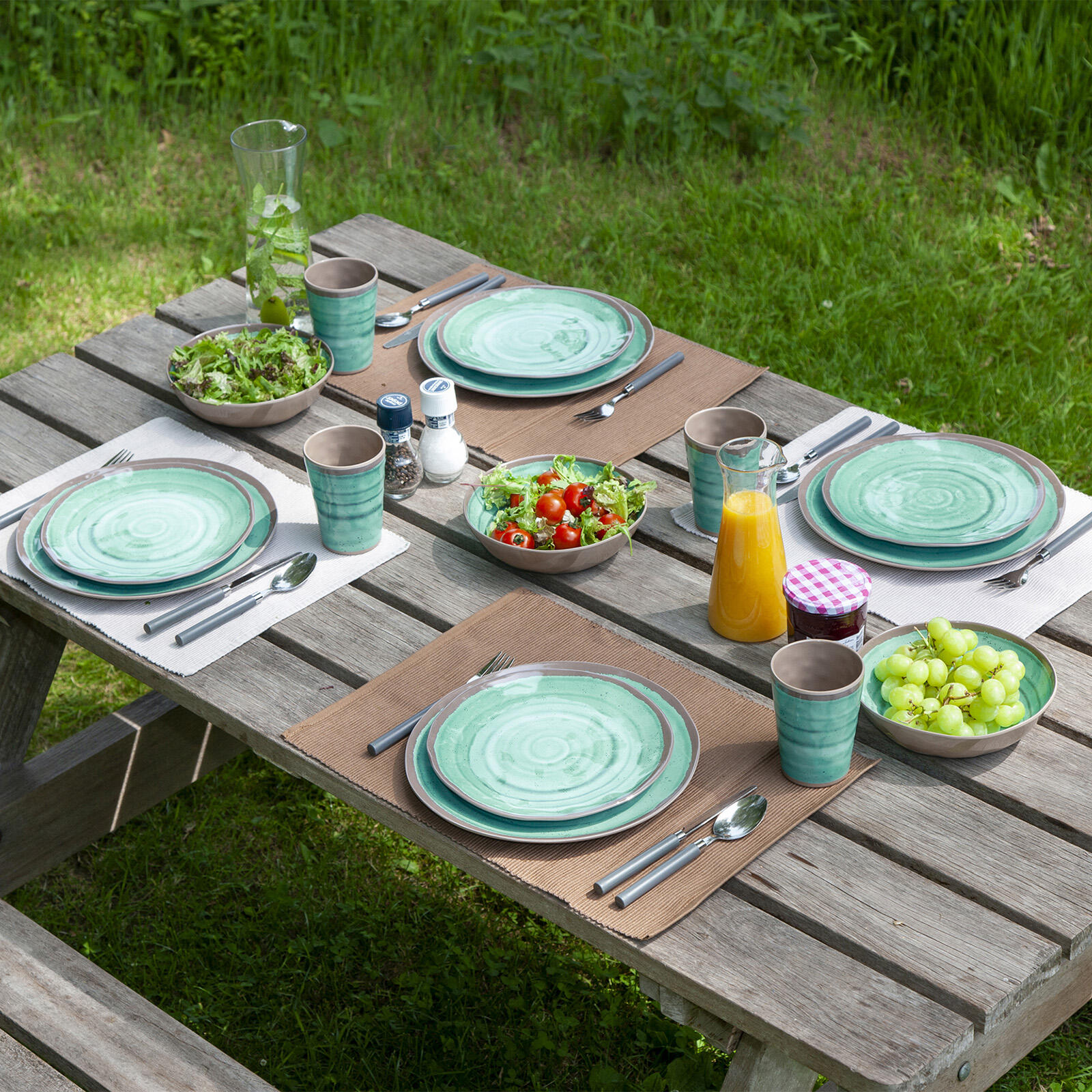 Melamin Geschirr Set Halo Camping Essgeschirr Reise Picknick Teller 4/7