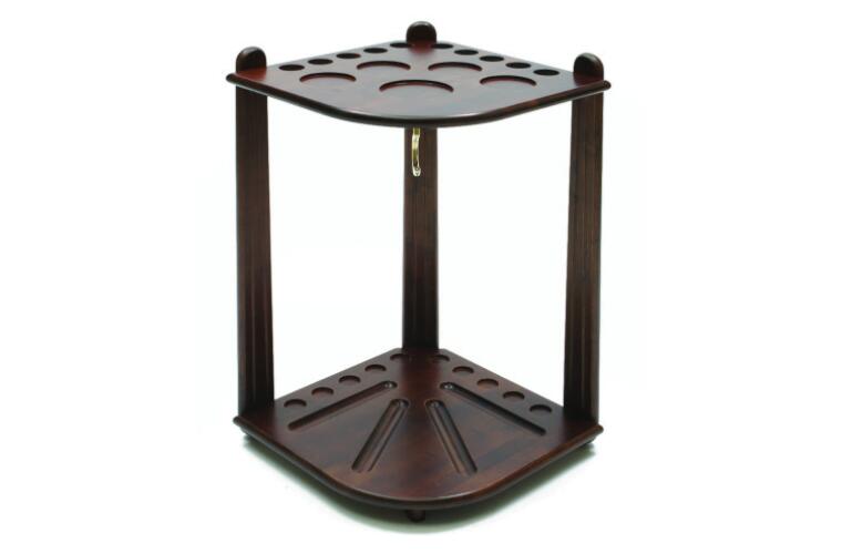 Walnut Deluxe Corner Pool Snooker Billiard Cue Stand Rack Holds 10 Cues