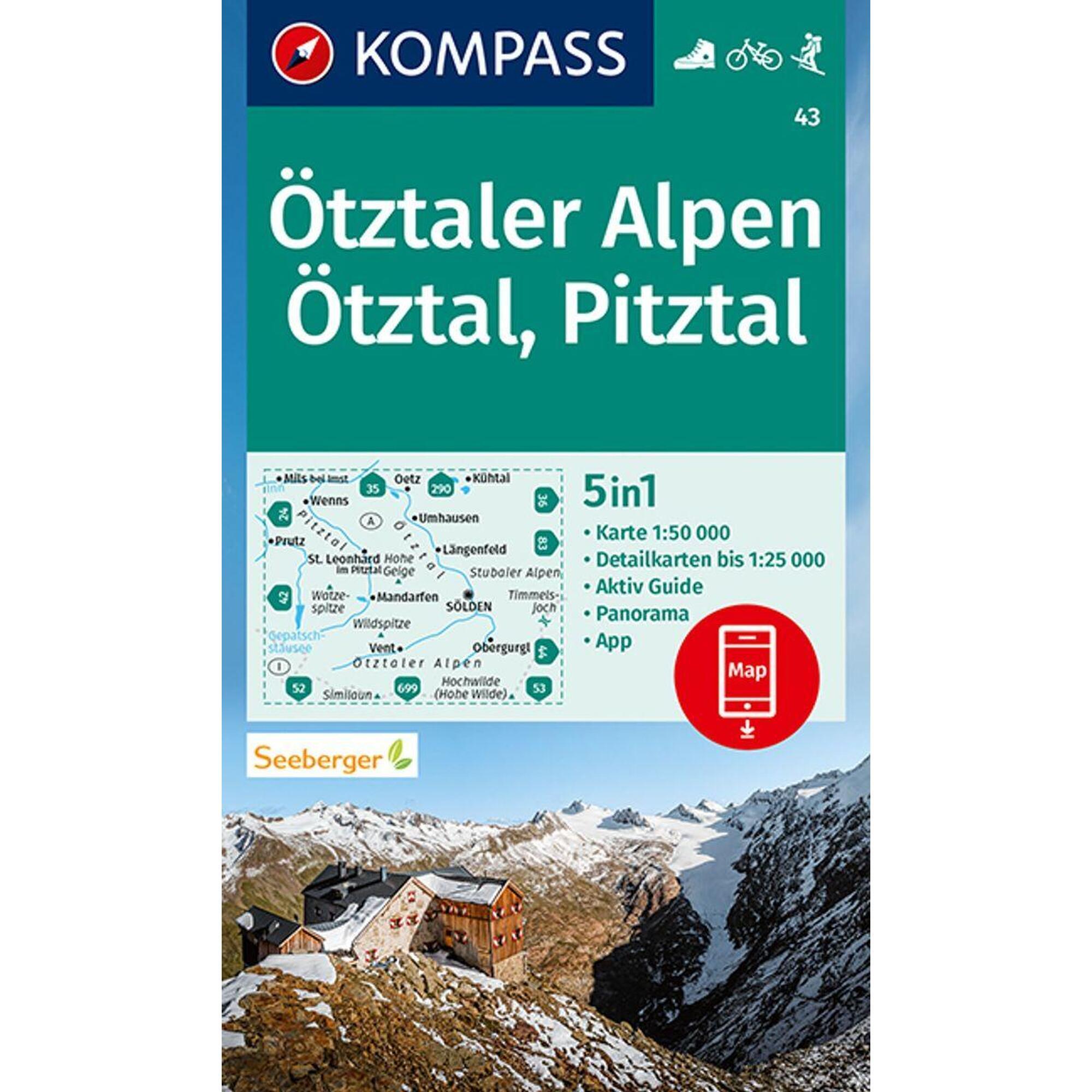 Turistická mapa Ötztaler Alpen, Ötztal, Pitztal 43