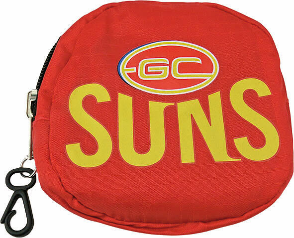 Gold Coast Suns AFL Foldaway Shopping Grocery Tote Carry Bag Pouch Key Chain
